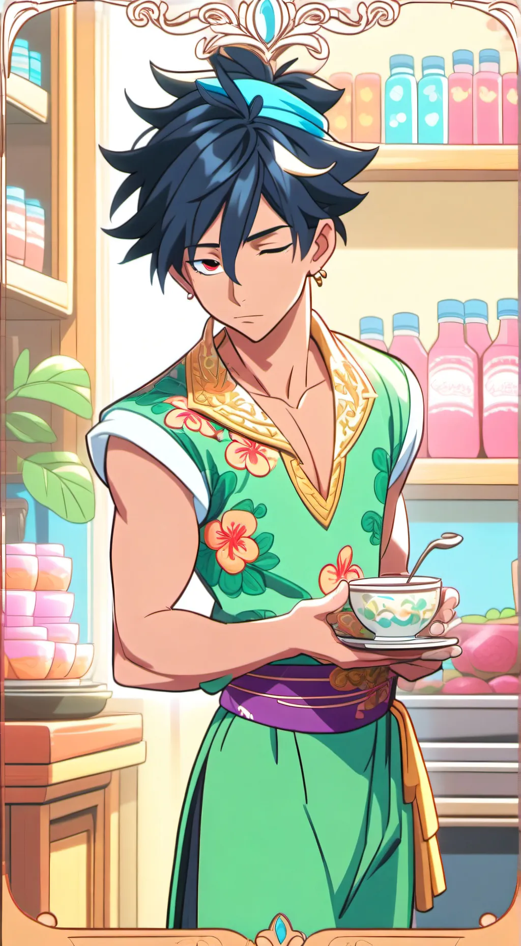 ai character: JJK pijamada  background