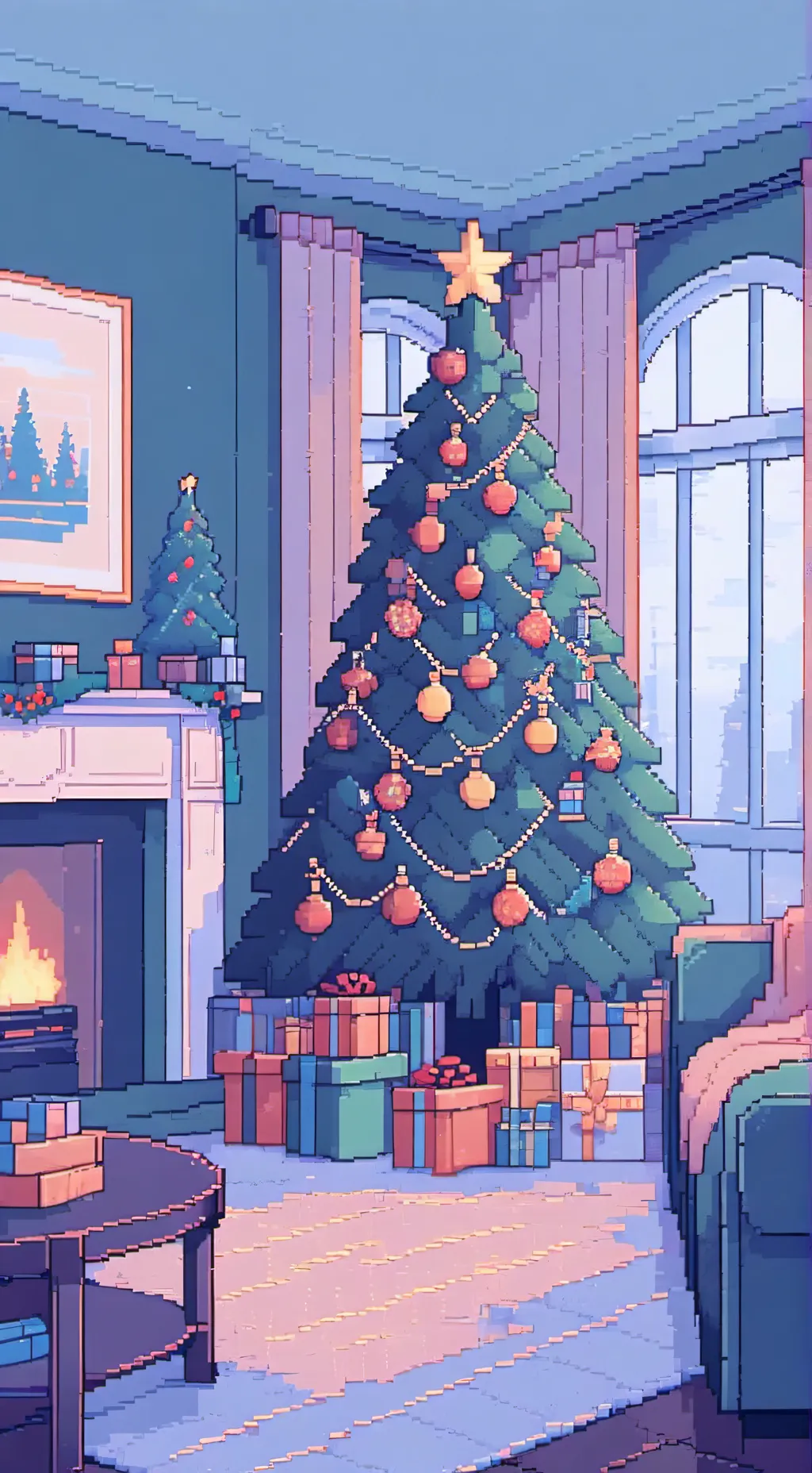 ai character: DW Christmas background