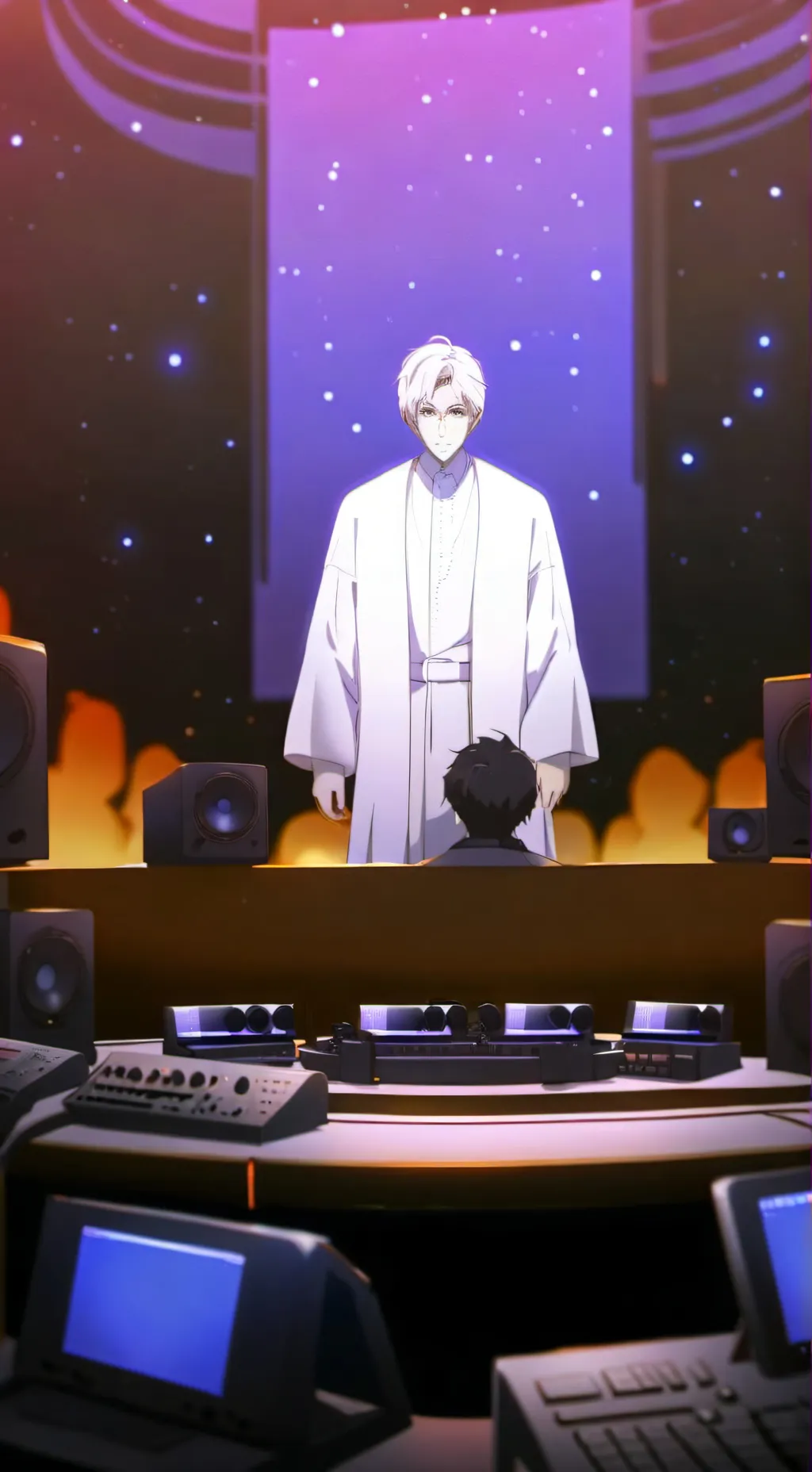 ai character: Large tvman sad 💔 background