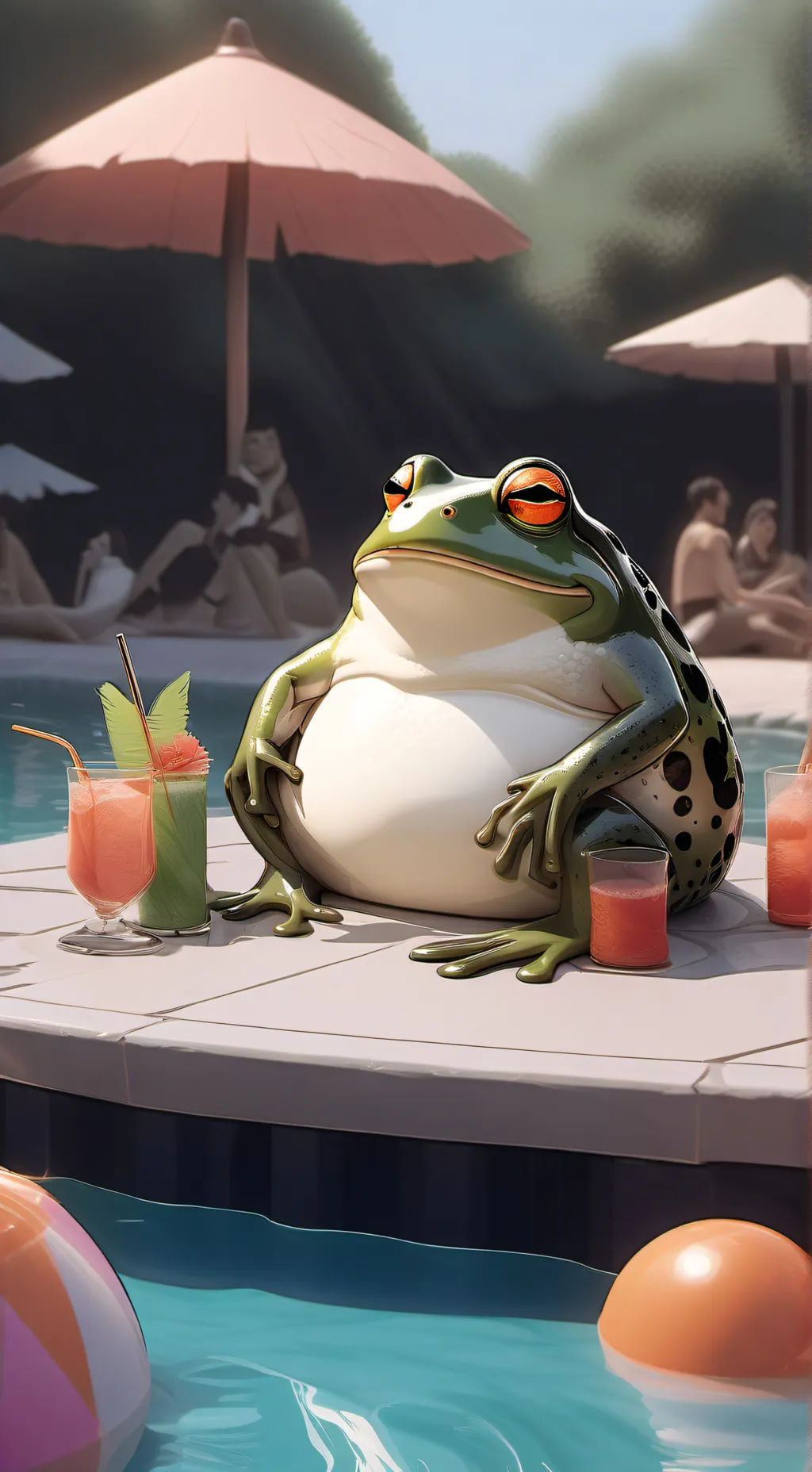 ai character: pool frog  background