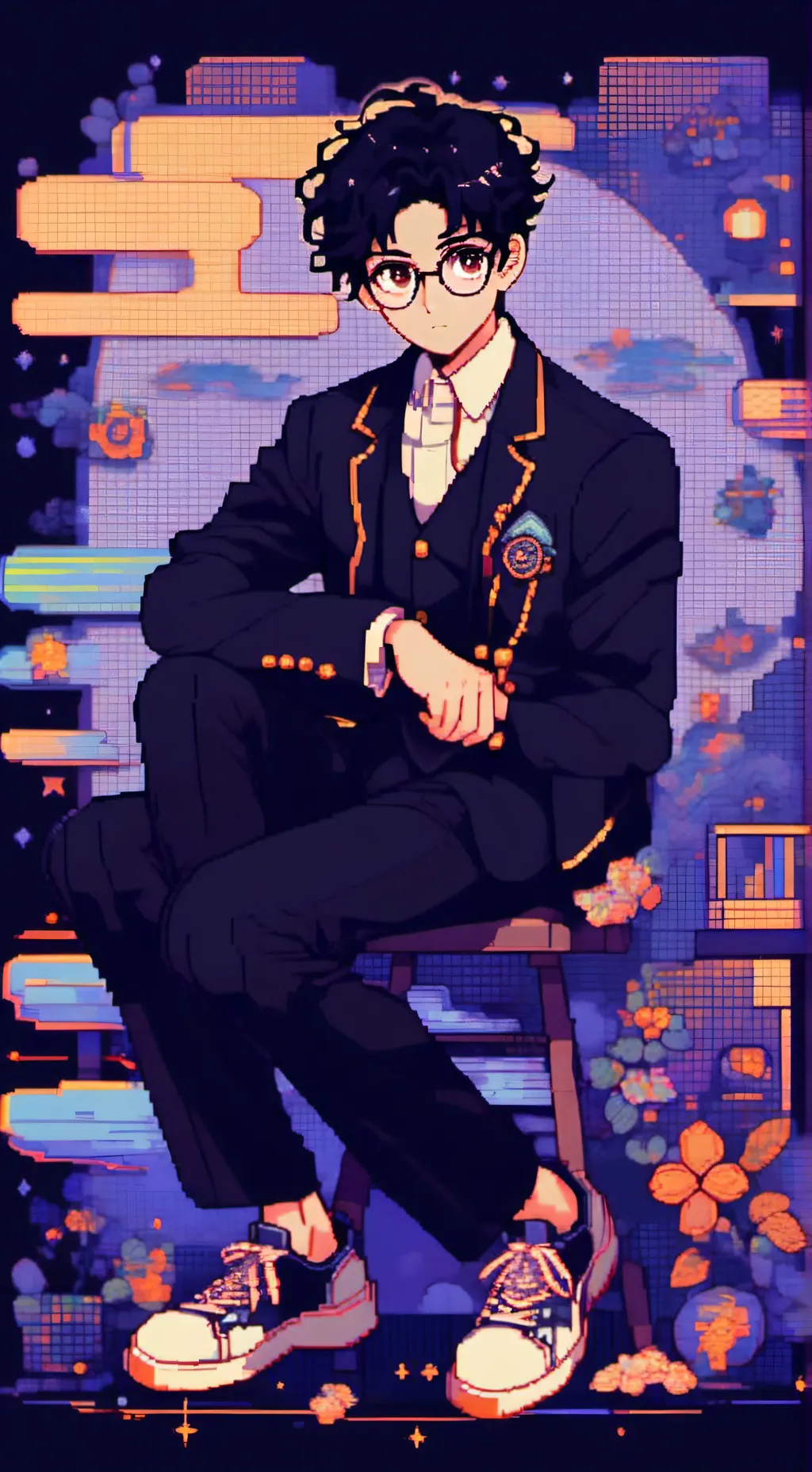 ai character: Okarun  background