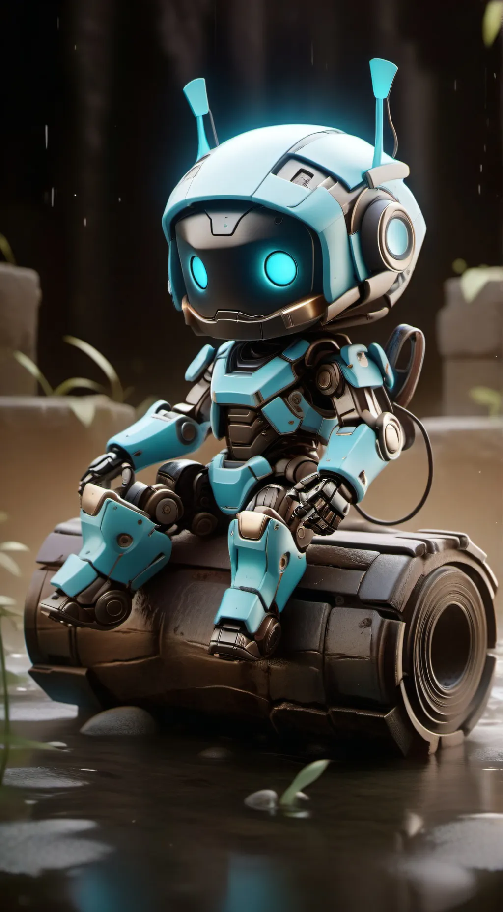 ai character: blue robot background
