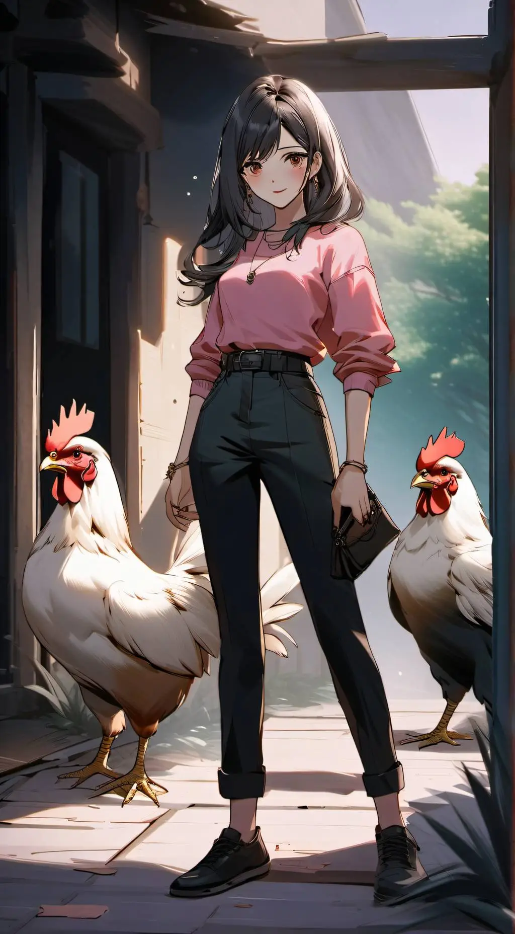 ai character: Chicken Marisa background