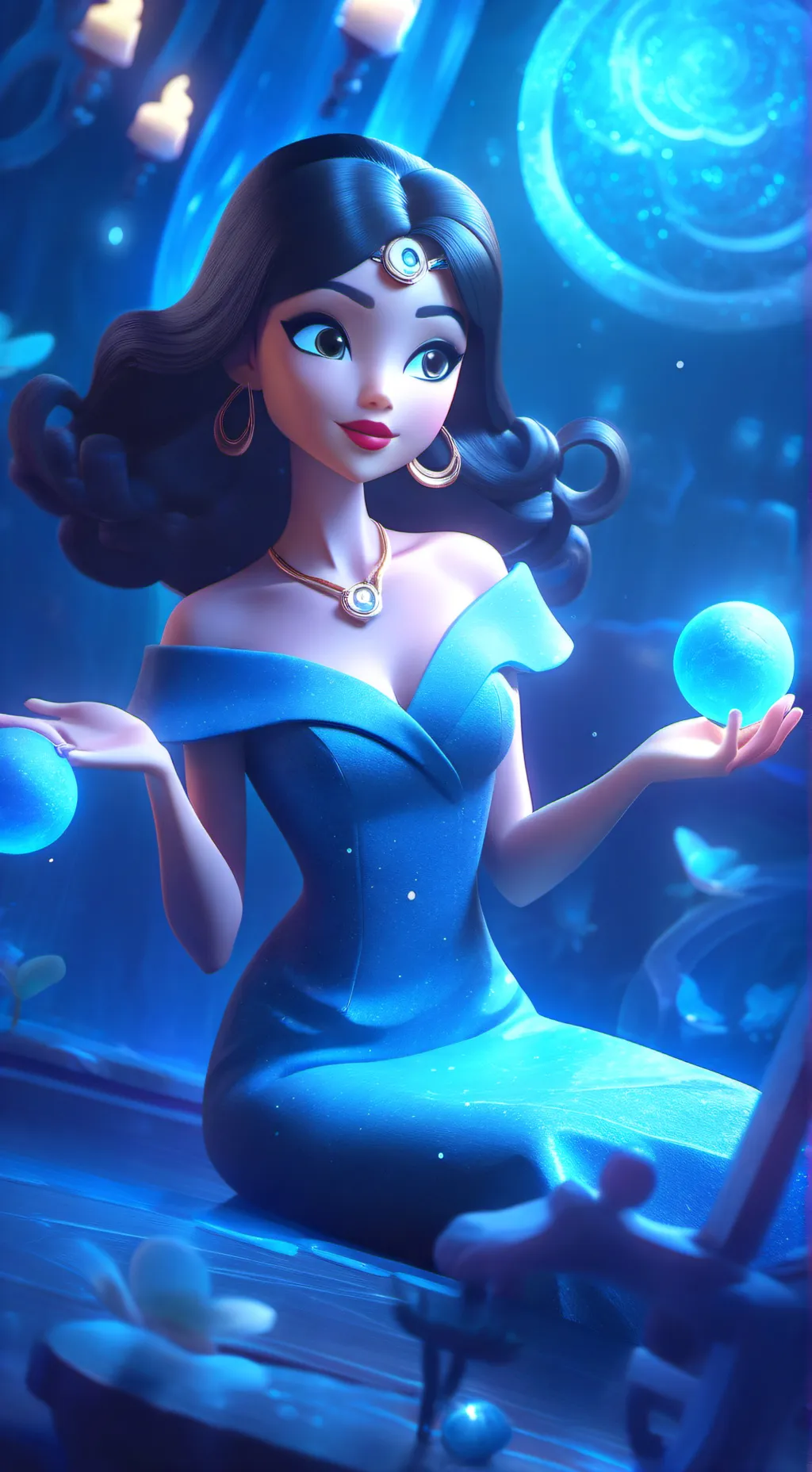 ai character: Miss circle background