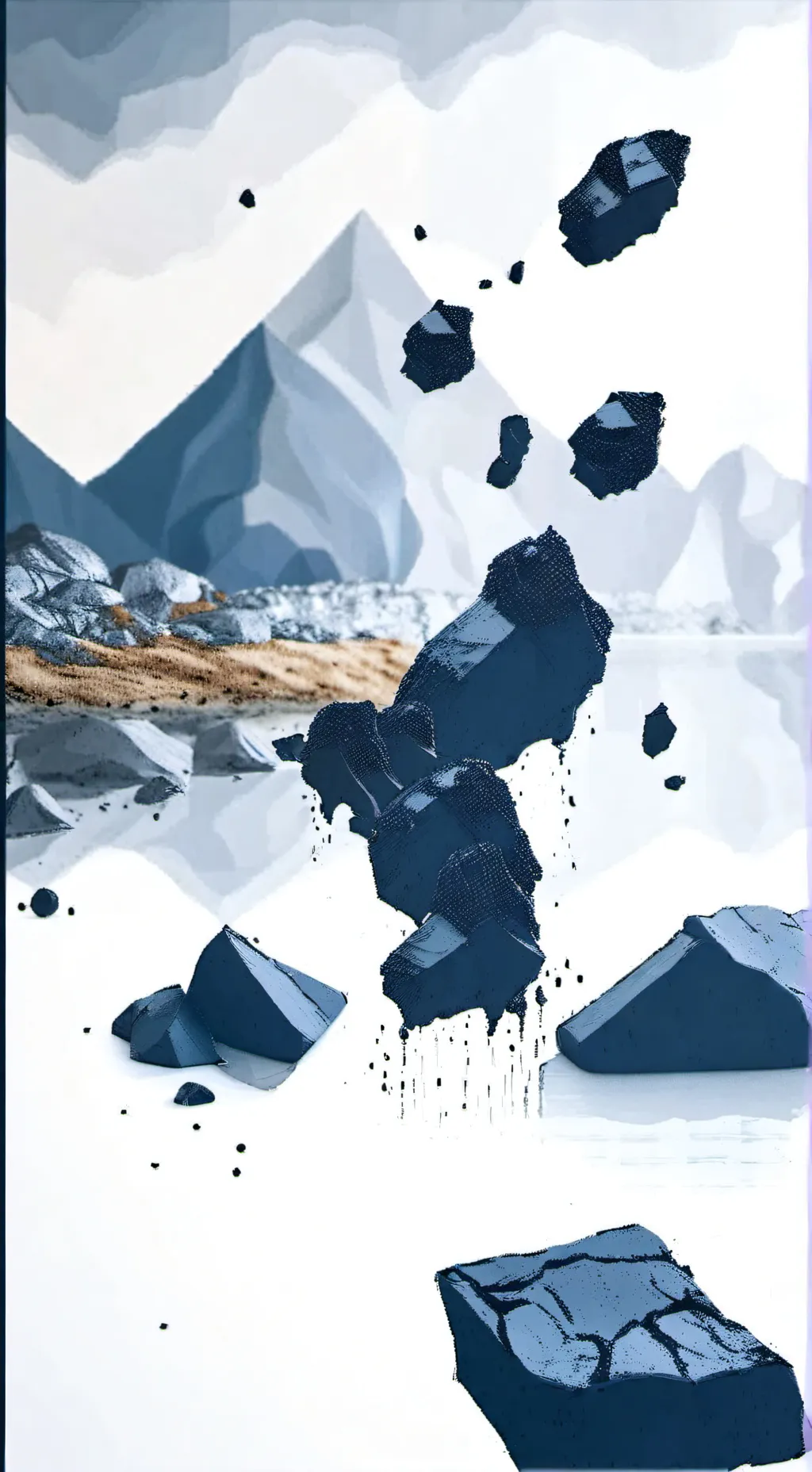 ai character: coal x pebble background