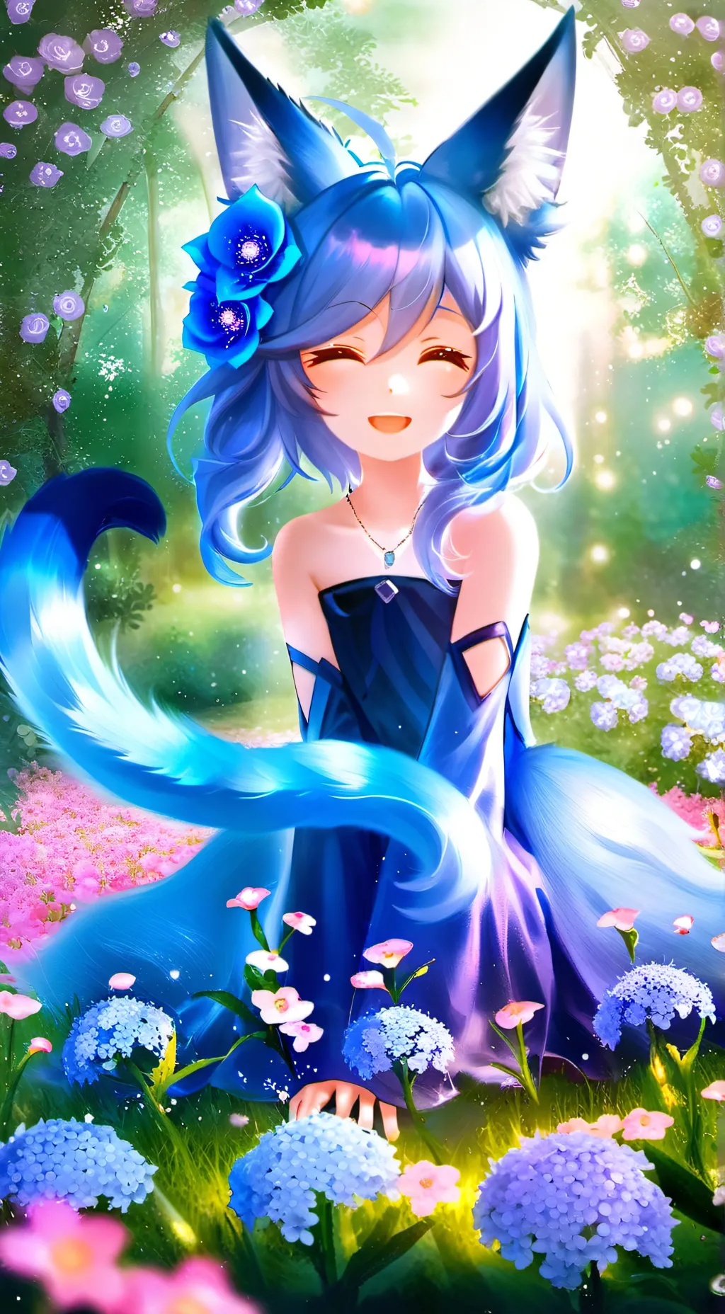 ai character: Blue Bloom Spirit background