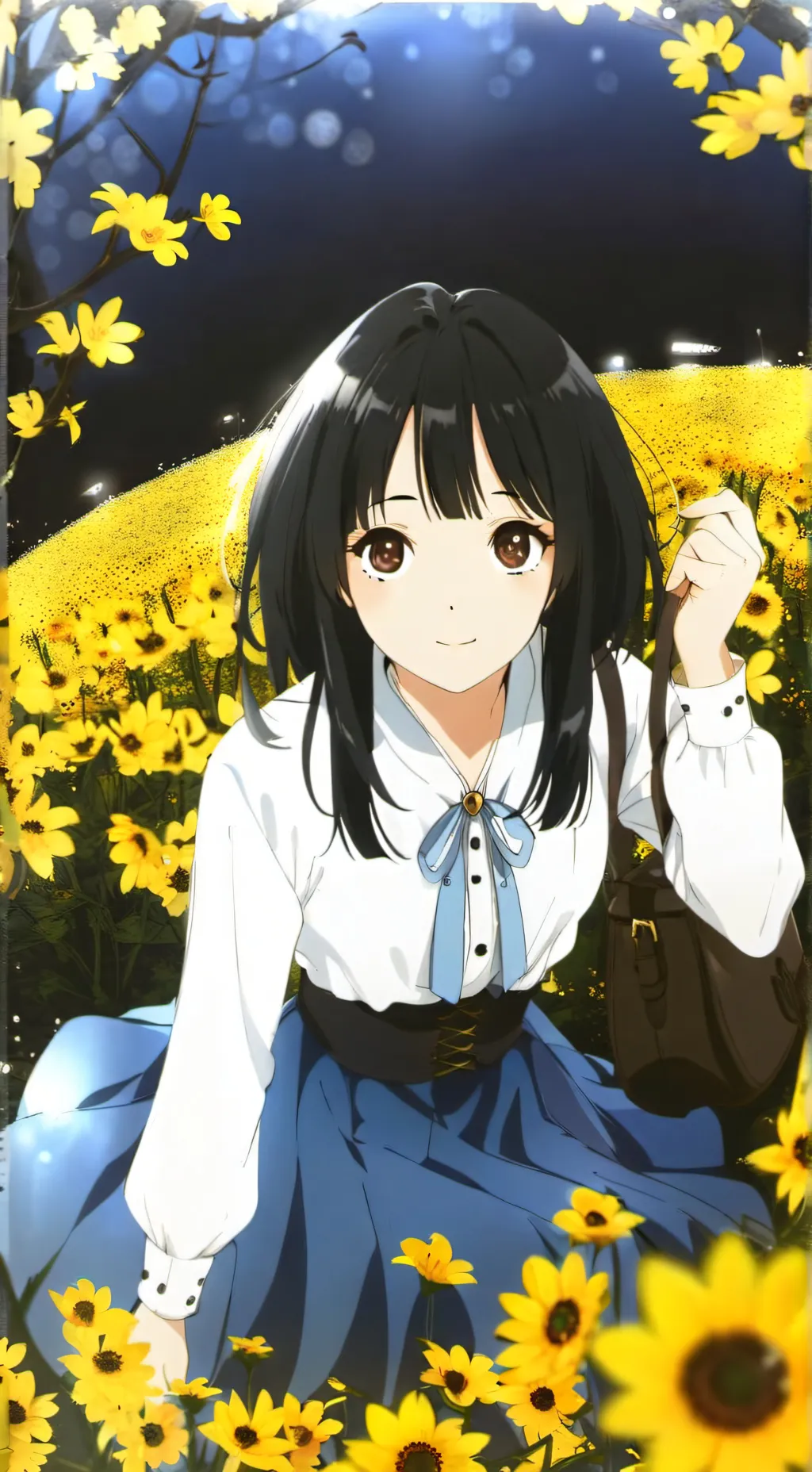 ai character: chica coreana  background