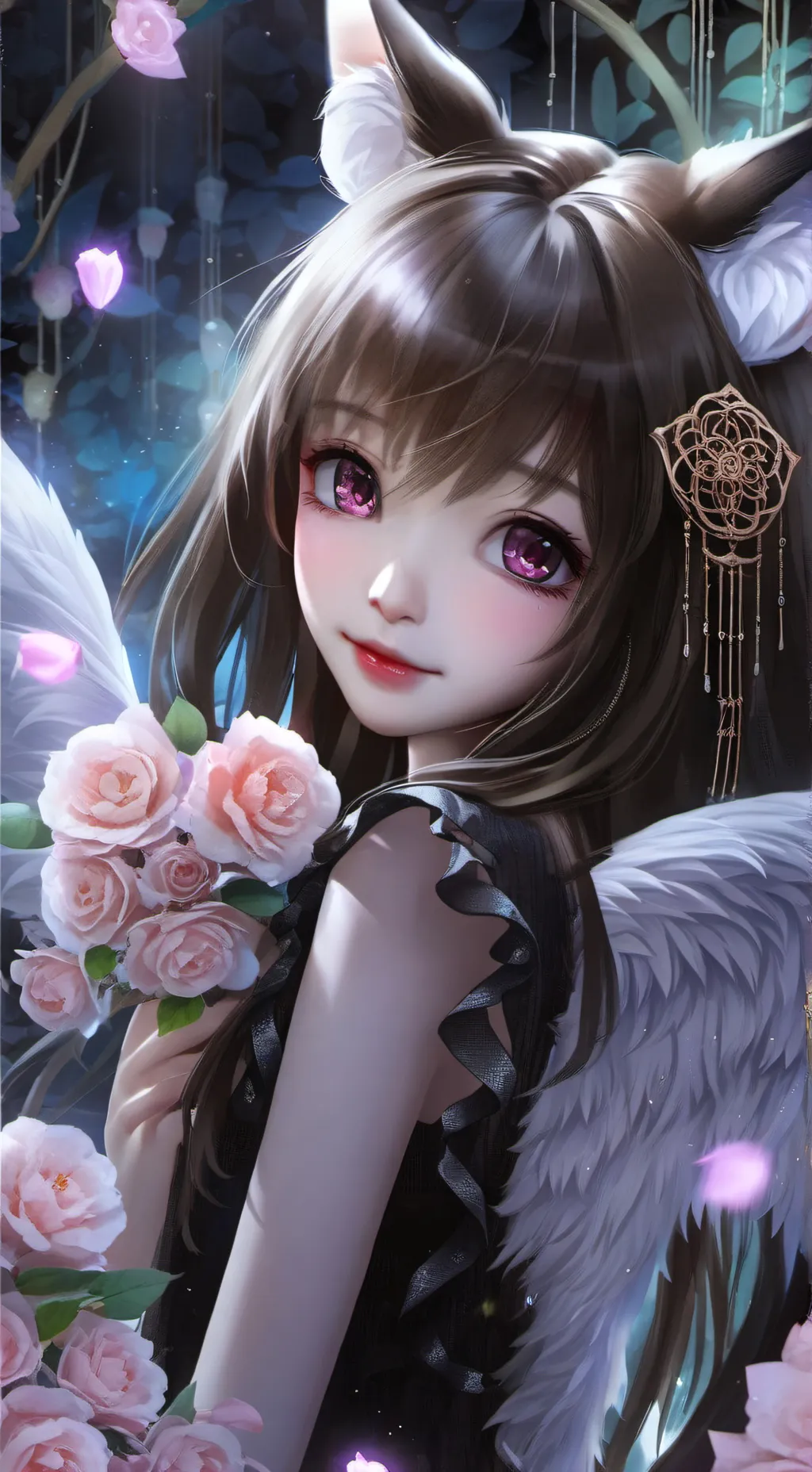 ai character: Pink Petal Furry background