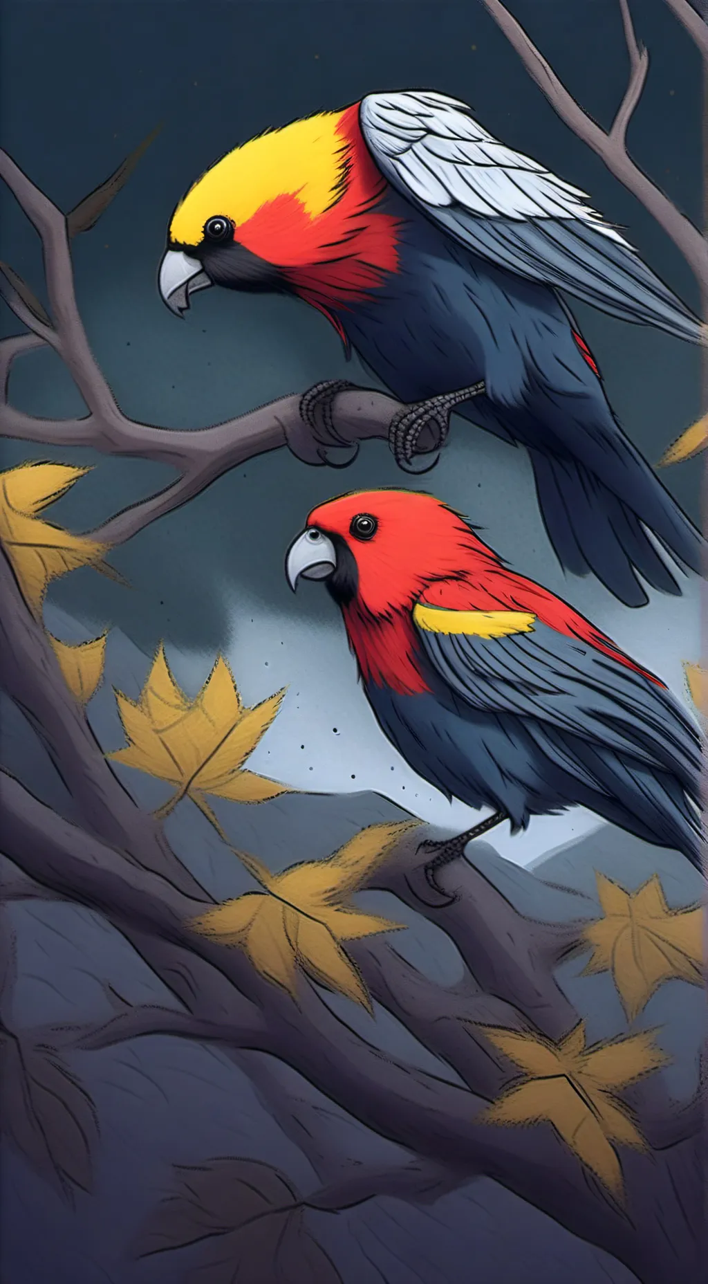 ai character: bird alone background