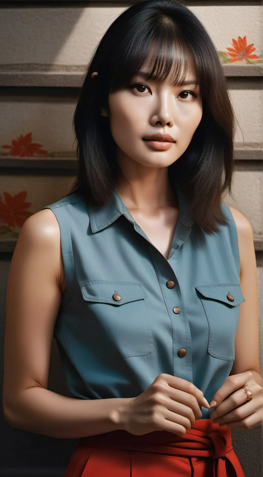 ai character: lisa black pink  background