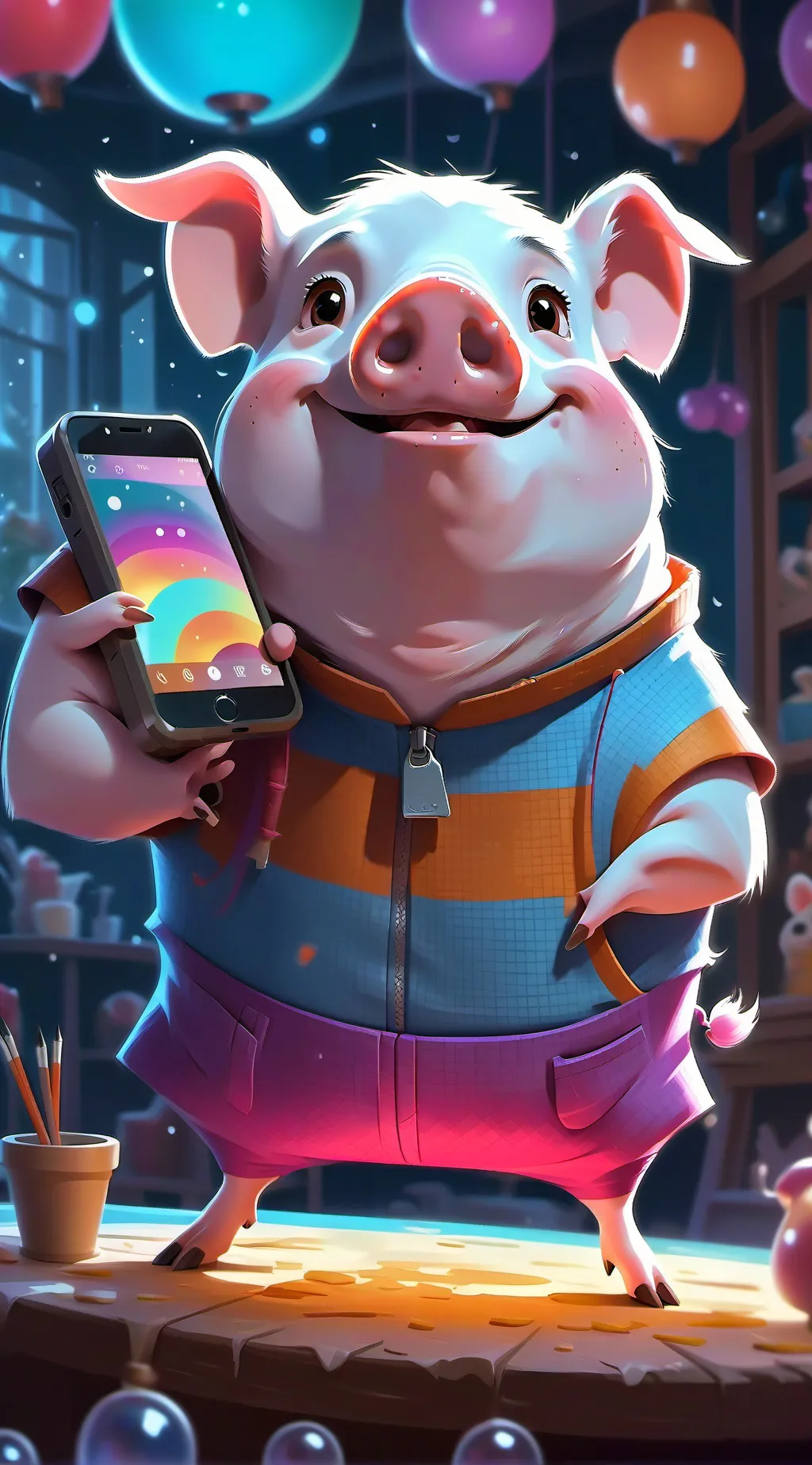 ai character: Digit Porkie background