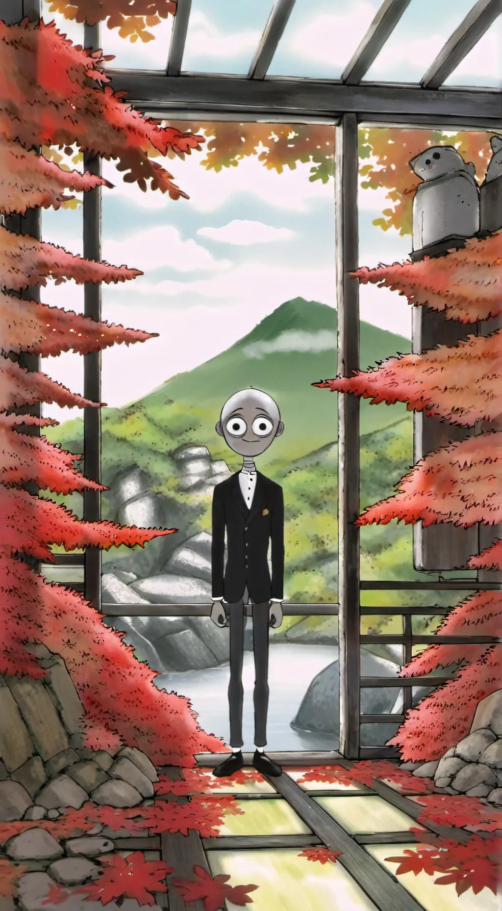 ai character: gray... background