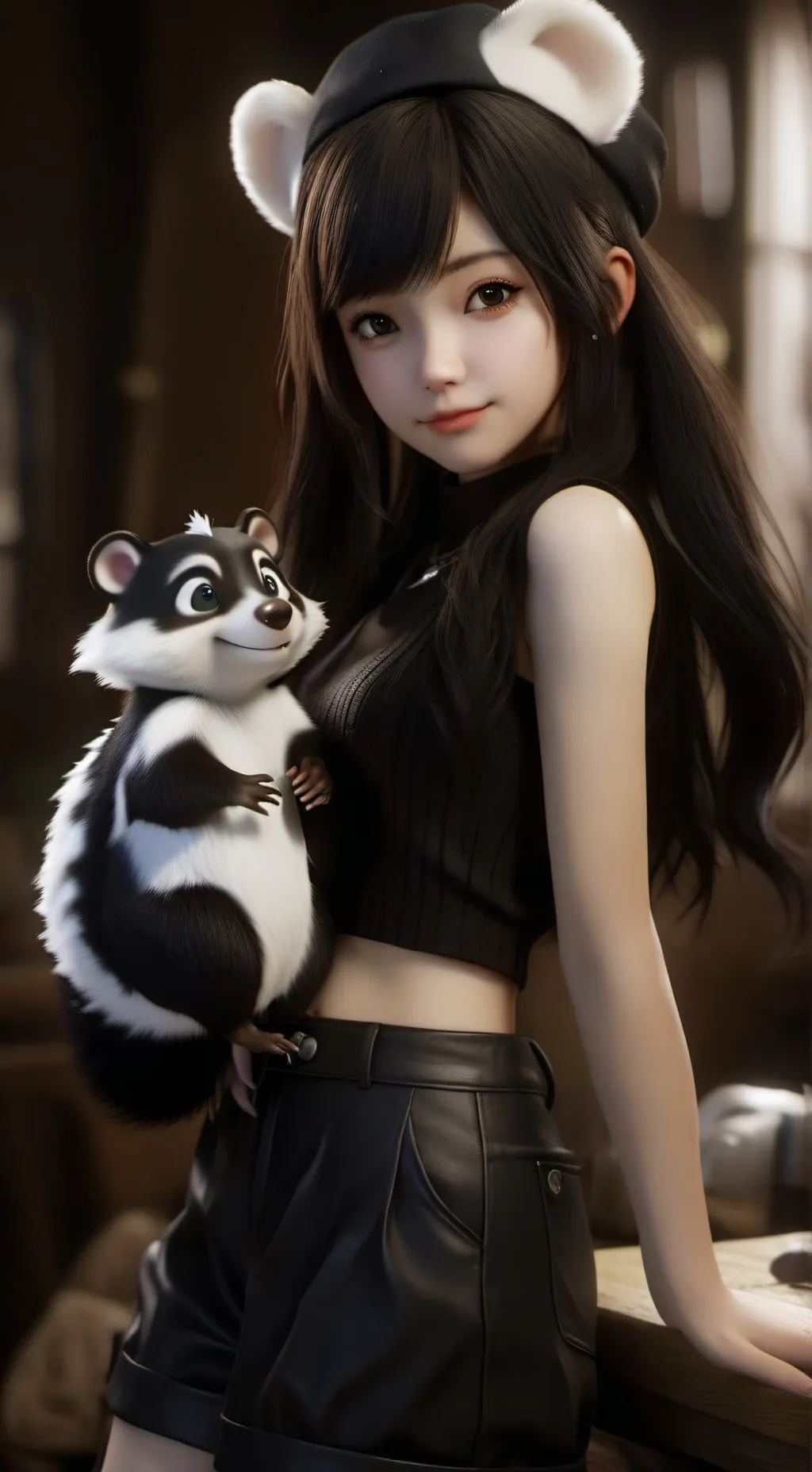ai character: skunk girl background