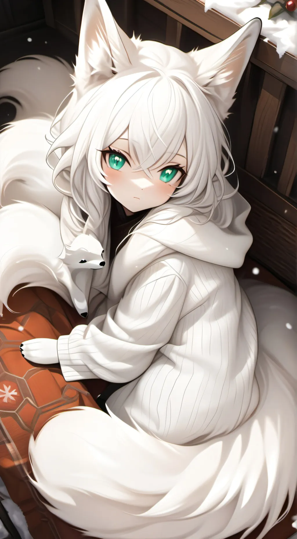 ai character: Aurora the Arctic Fox Furry background