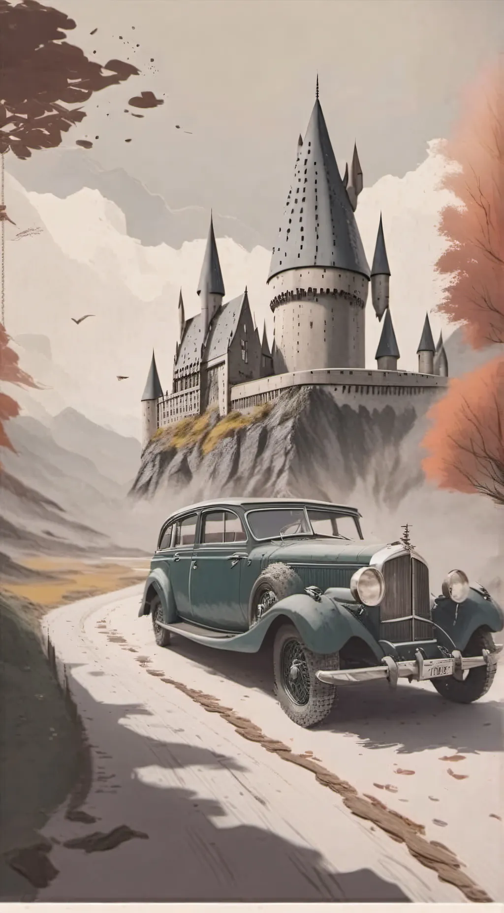 ai character: Hogwarts road trip background