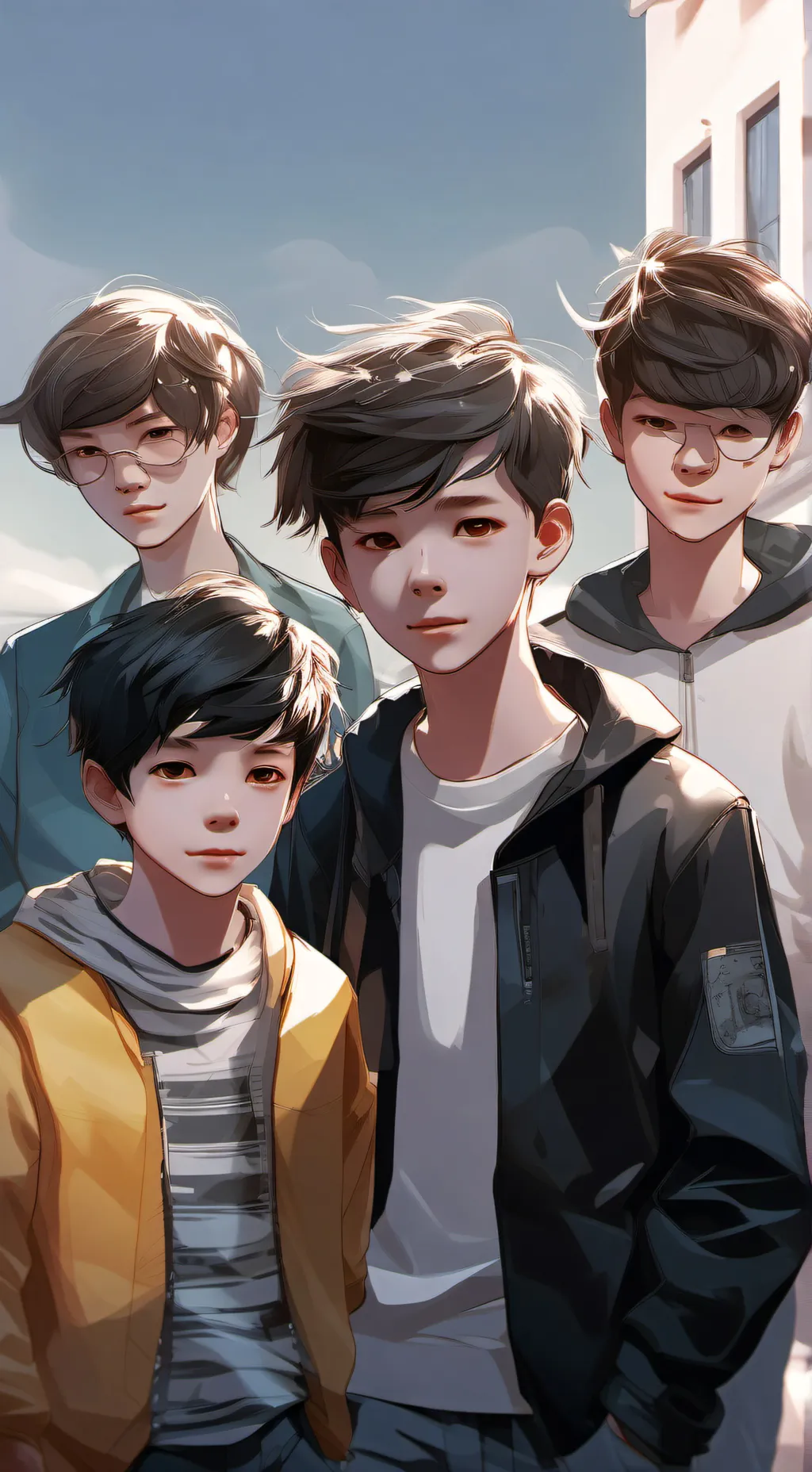 ai character: boy group  background