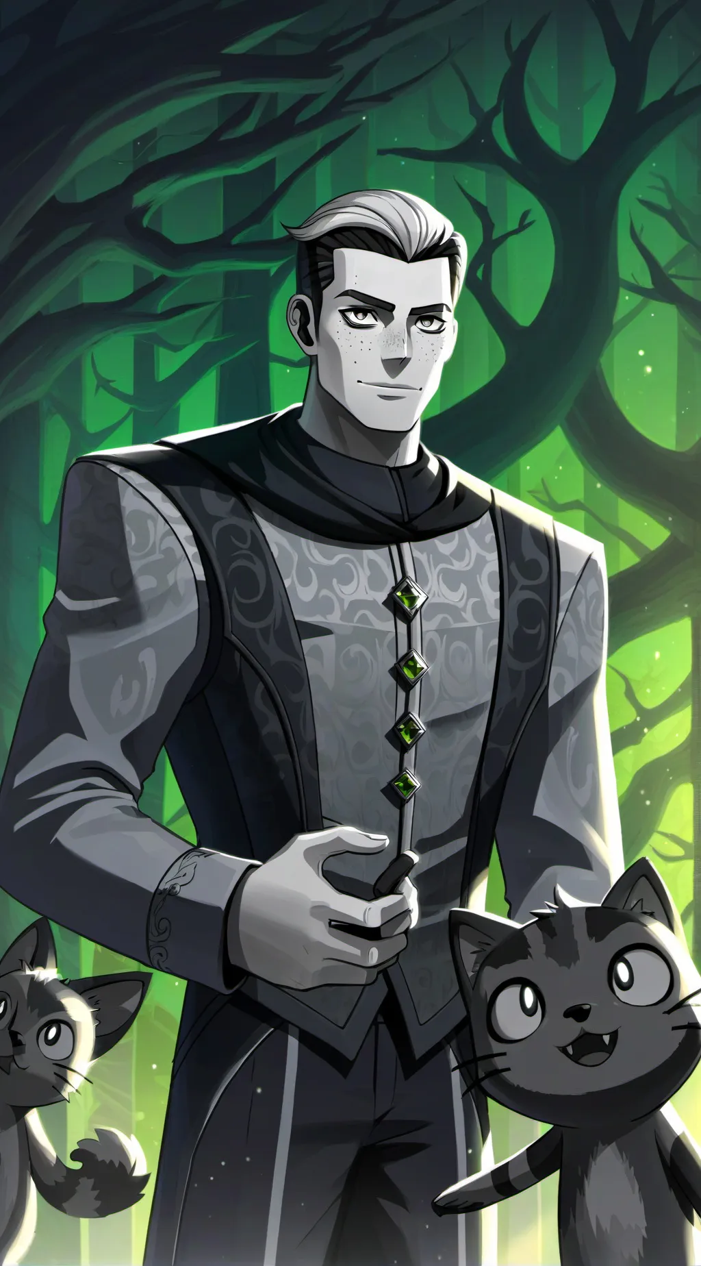 ai character: Gray background