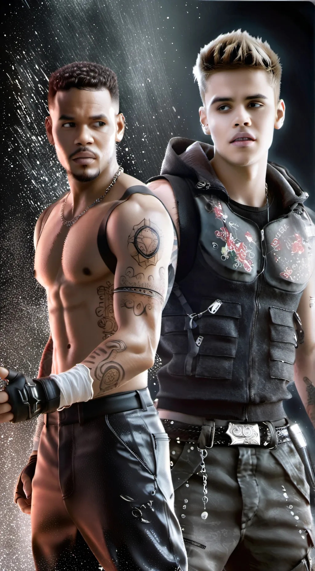 ai character: Chris and Justin  background