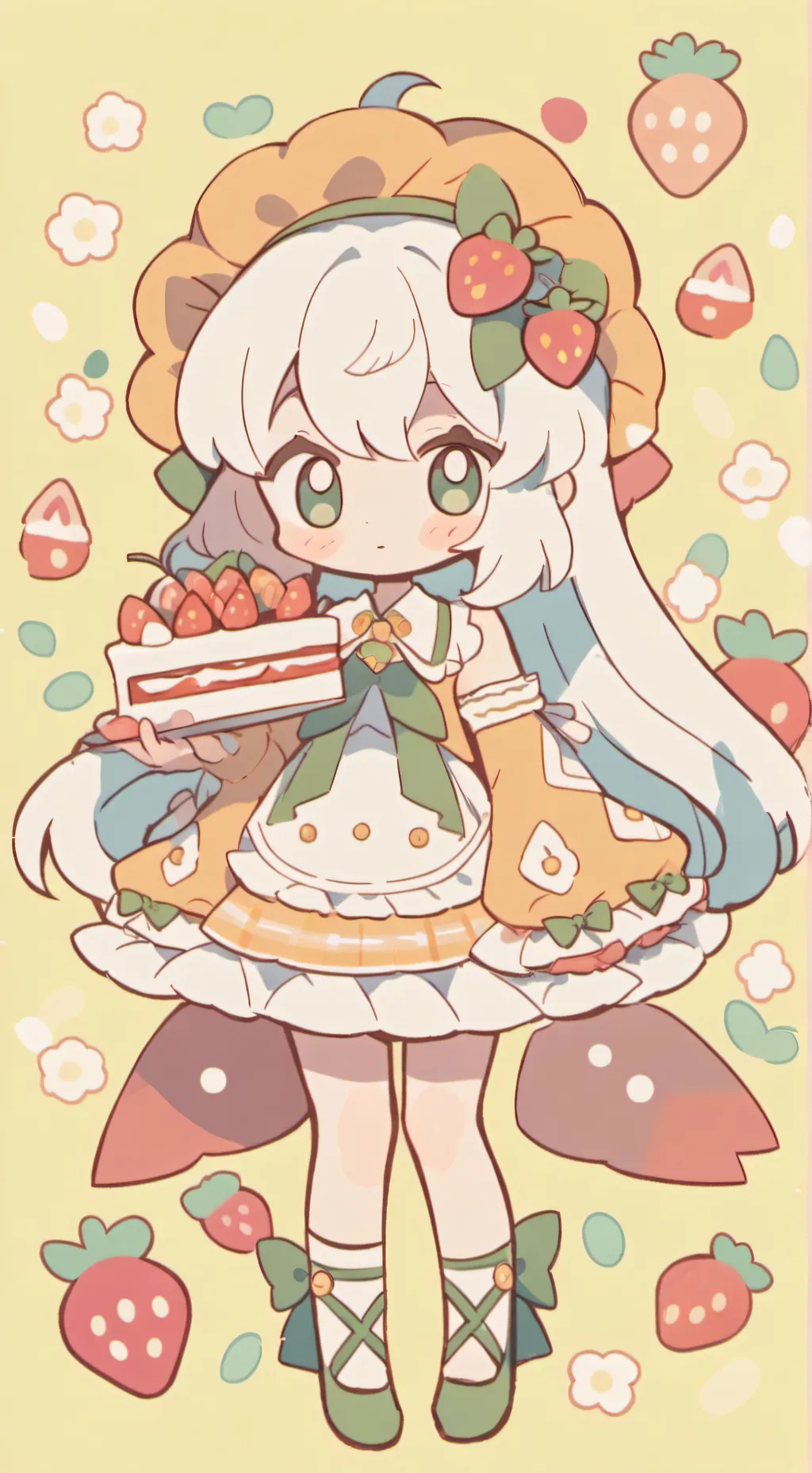 ai character: fruit cake background