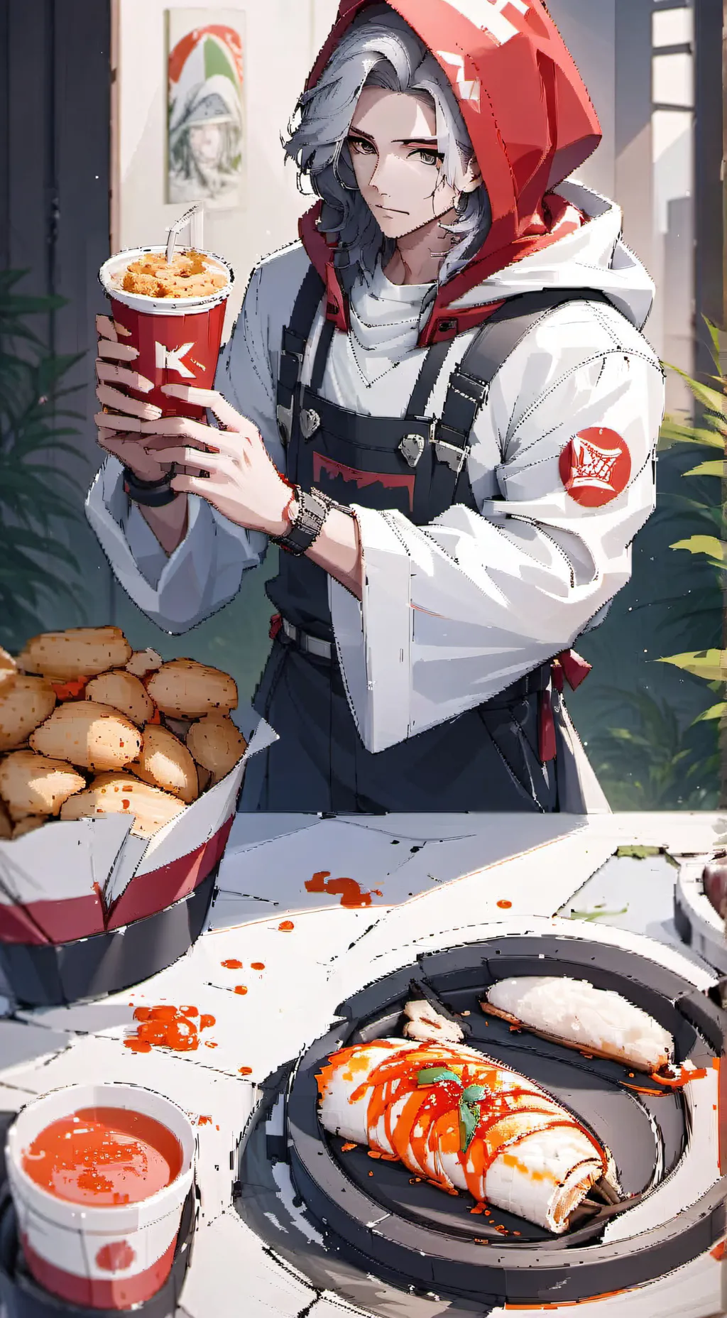 ai character: kfc background