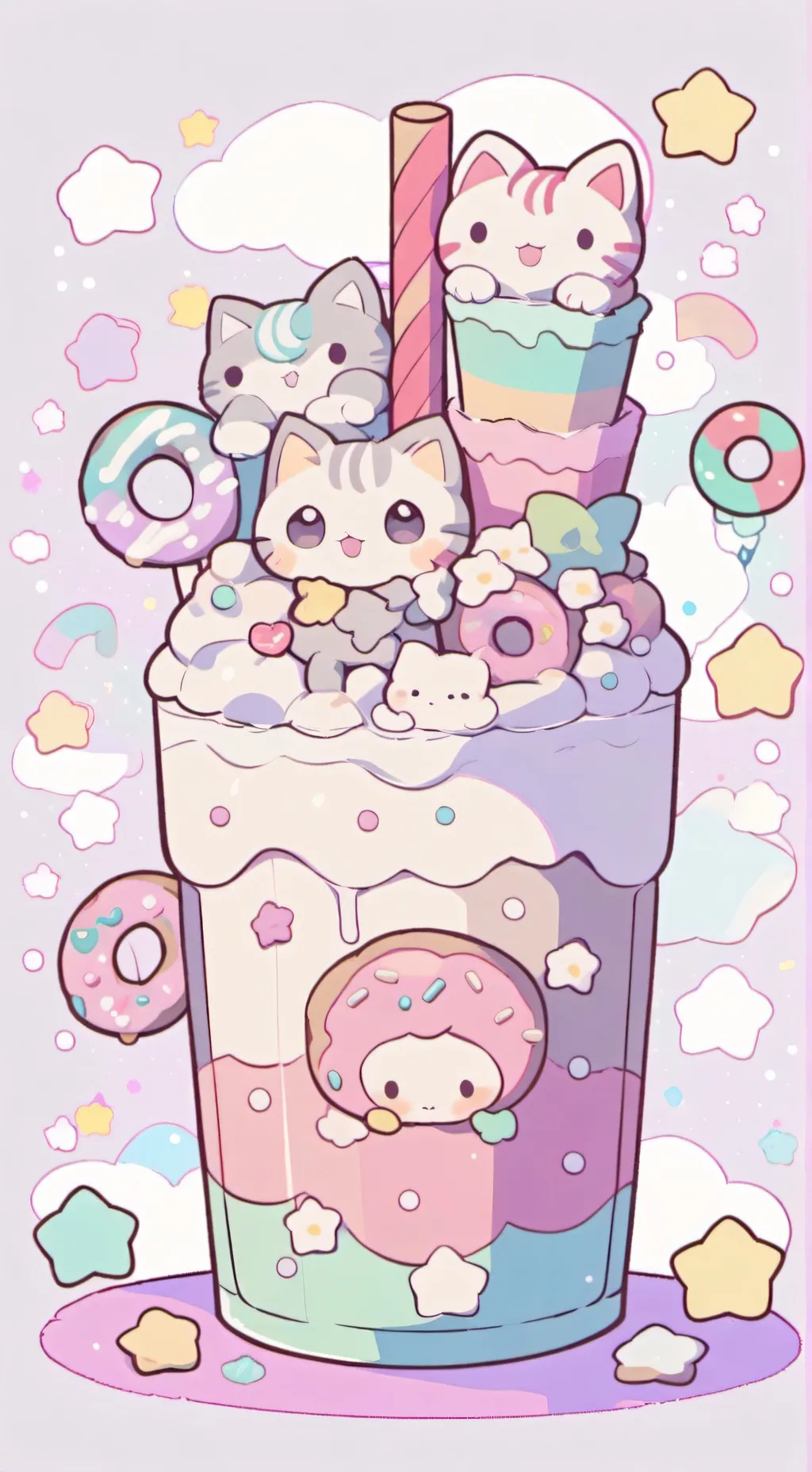 ai character: Icecream cat*☆ background