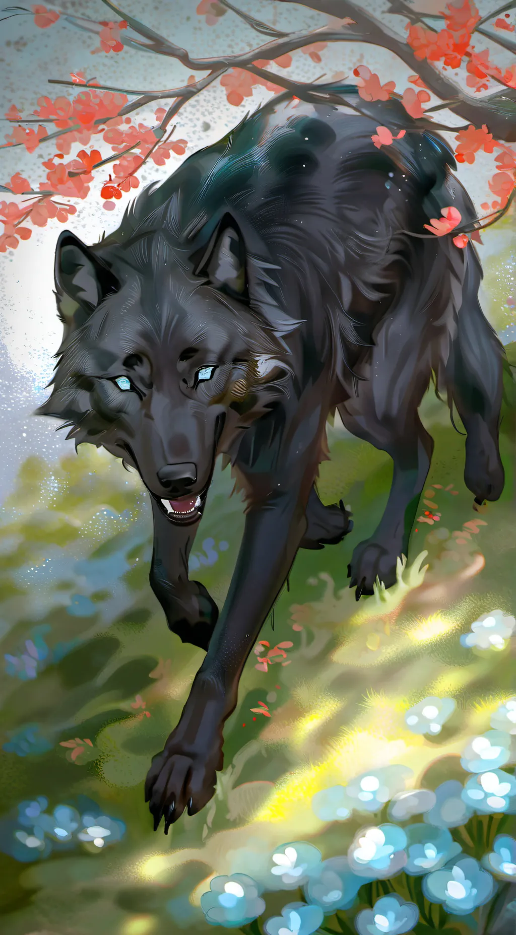 ai character: •Wolf enclosure• background