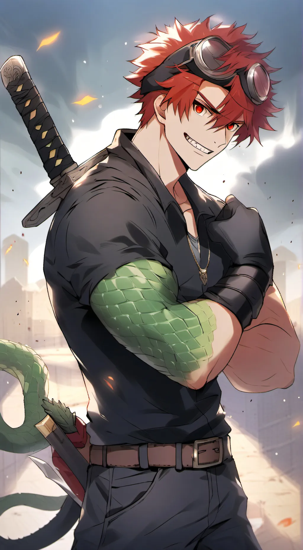 ai character: repto scalesting background