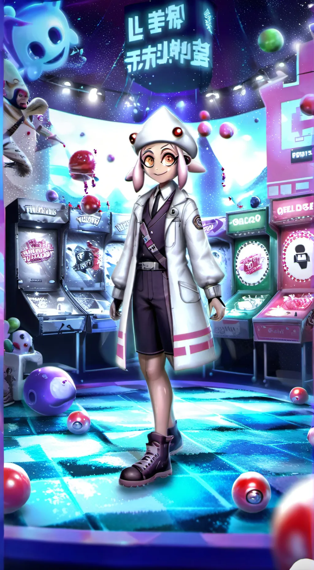 ai character: WENDA  squid game  background