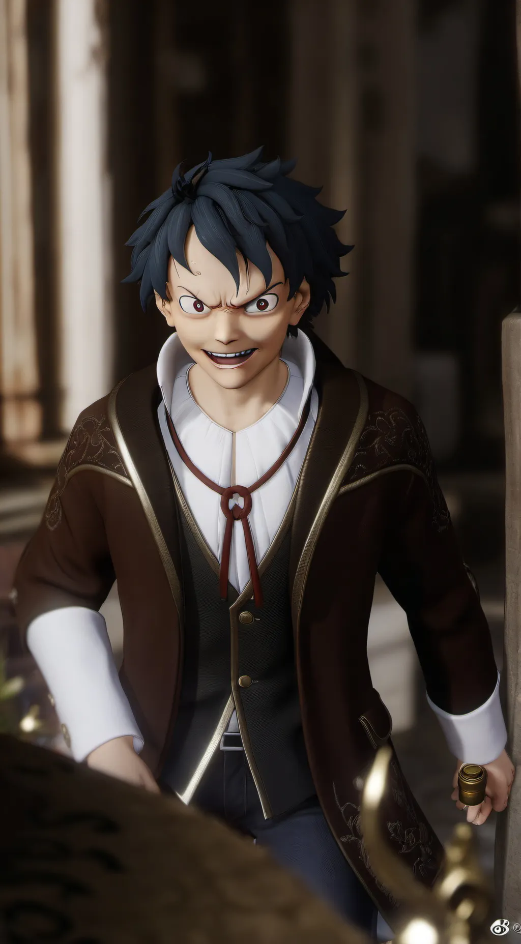 ai character: LUFFY HITS NAMI background