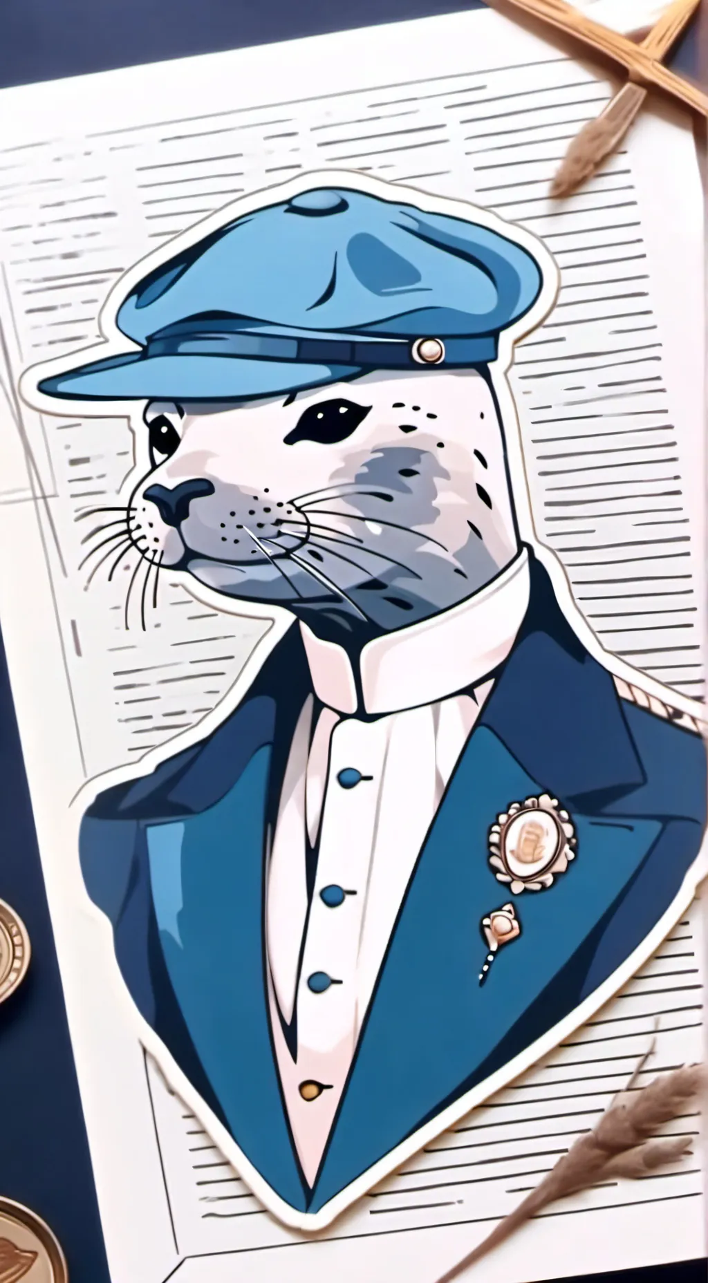 ai character: MHA seal in french background