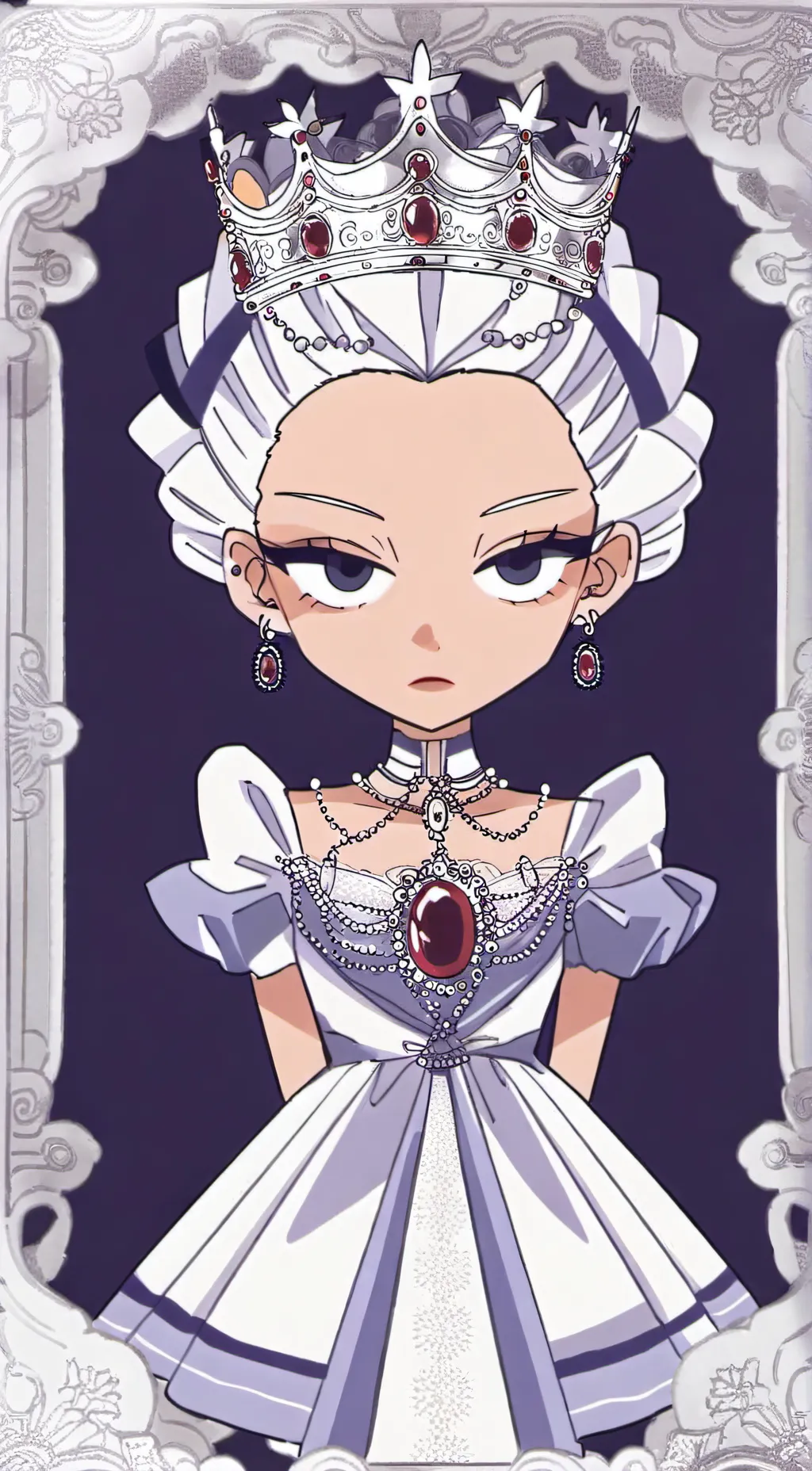 ai character: QUEEN NEVER CRY. background