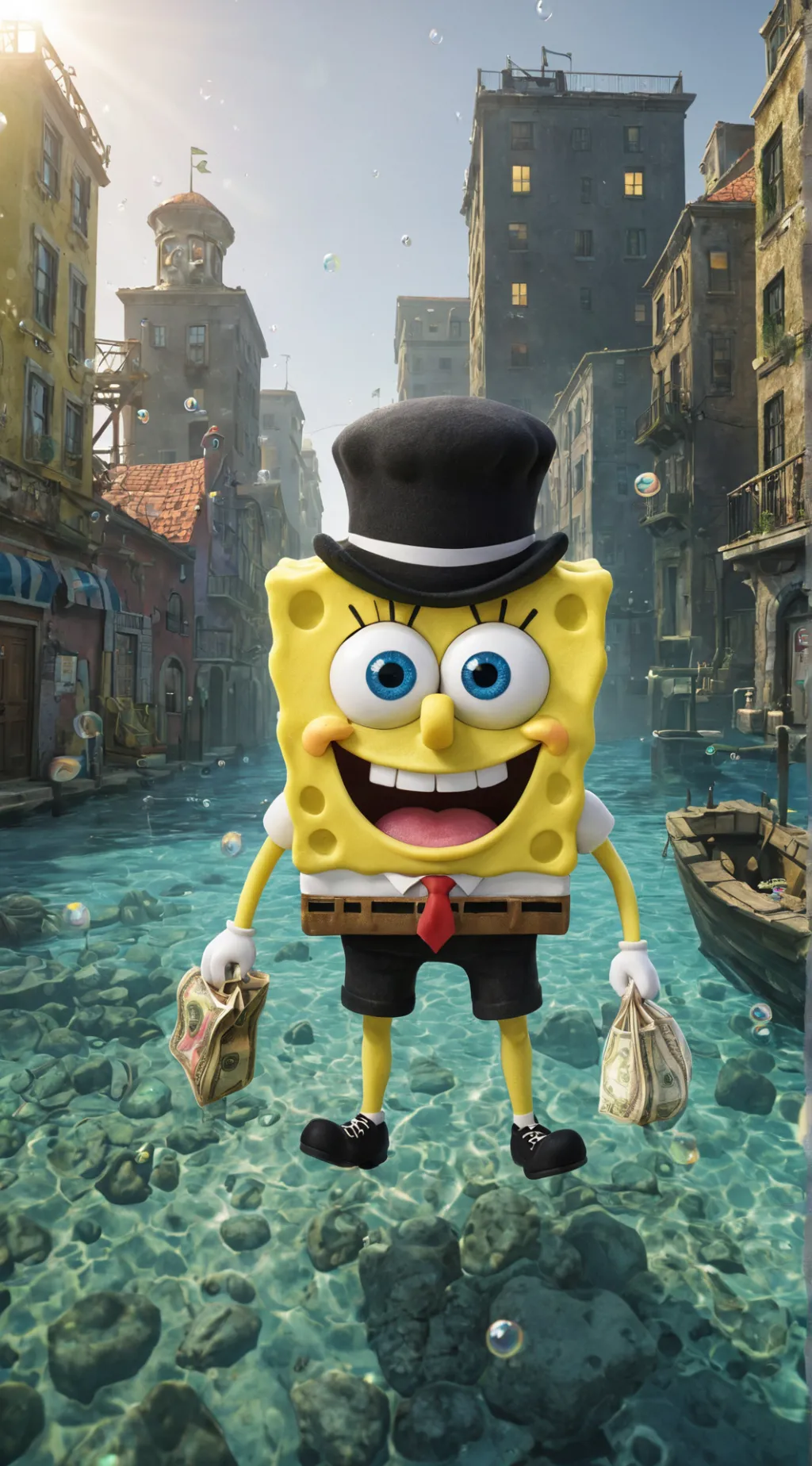 ai character: Robber SpongeBob background