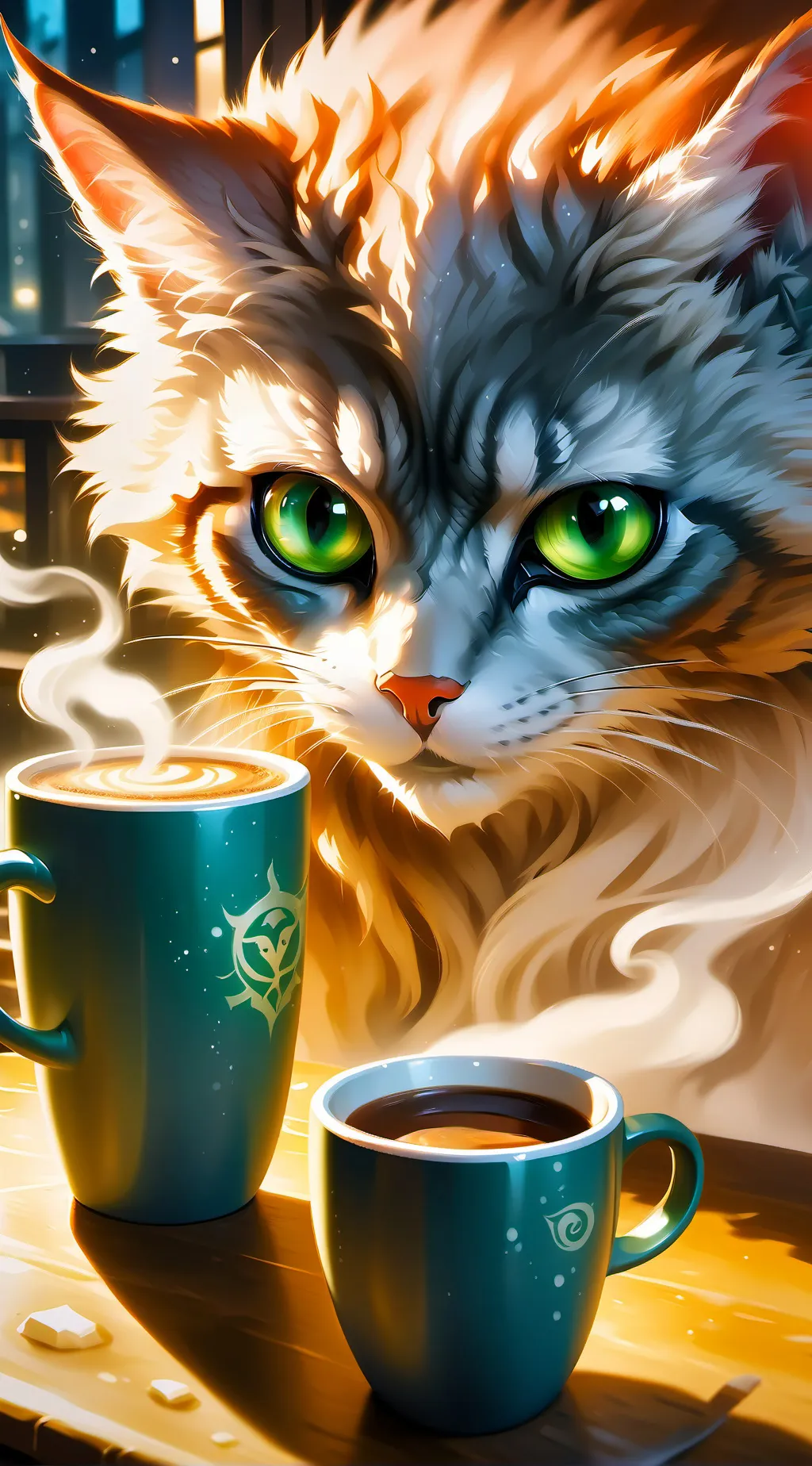 ai character: Scarred Warrior Tabby background