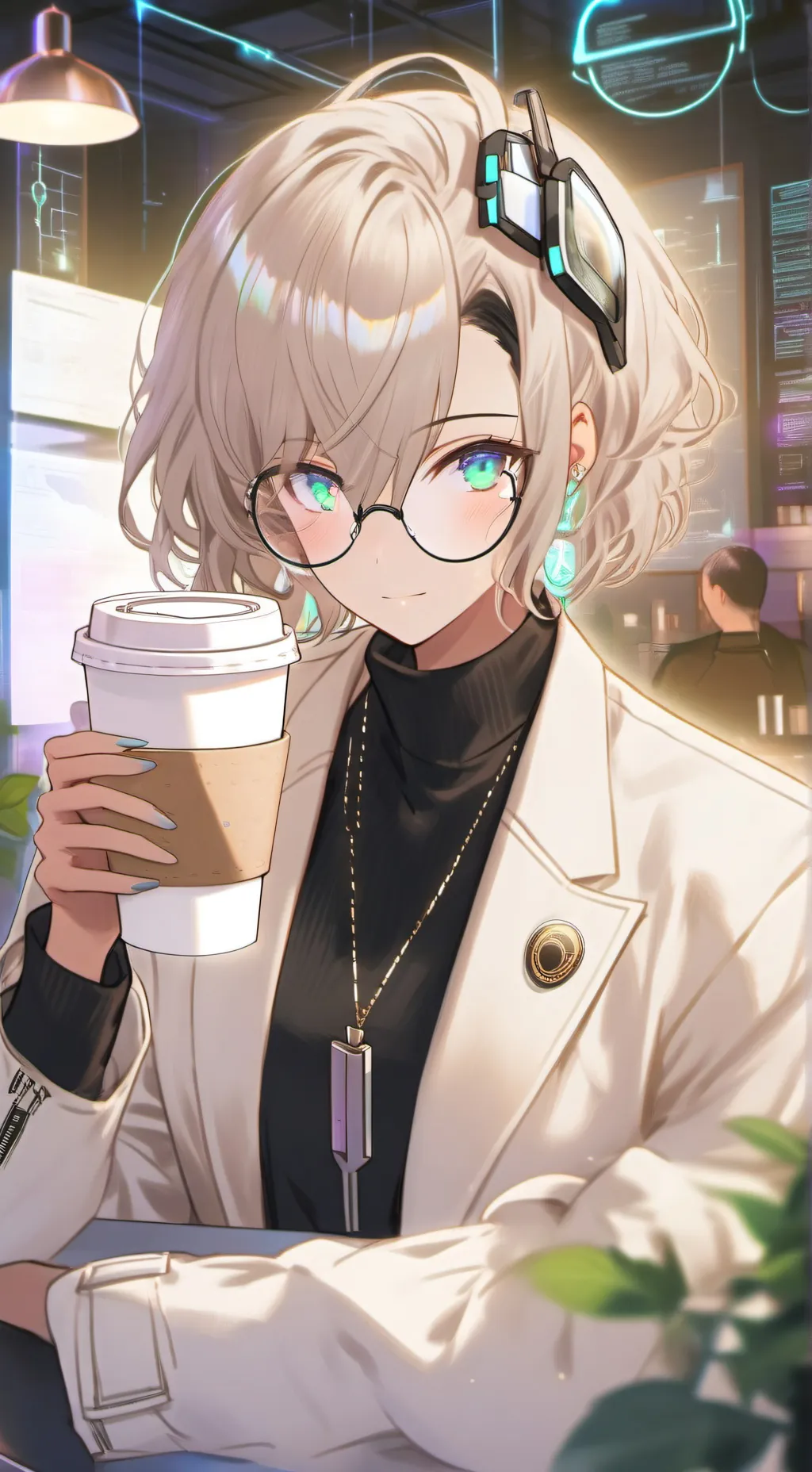 ai character: The Tech-Savvy Barista Connoisseur background