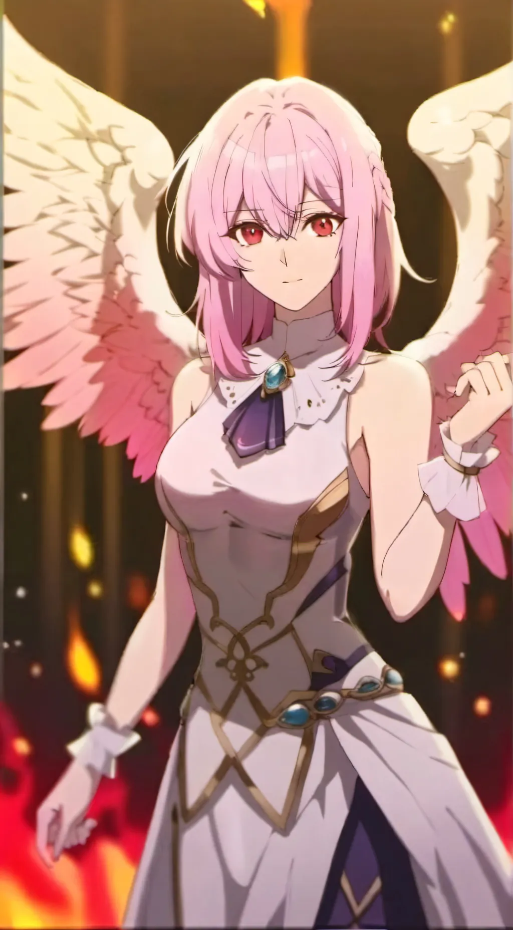 ai character: Flamia scarlet  background