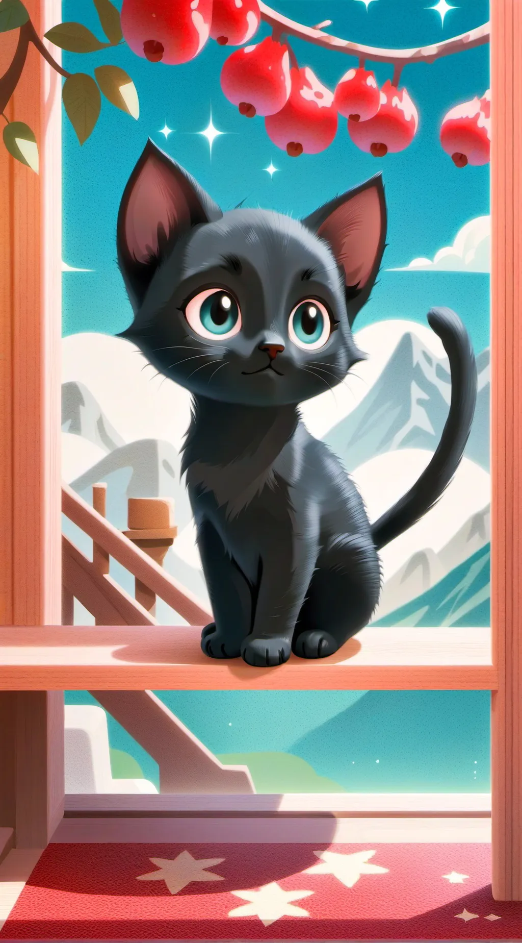 ai character: black kitten background