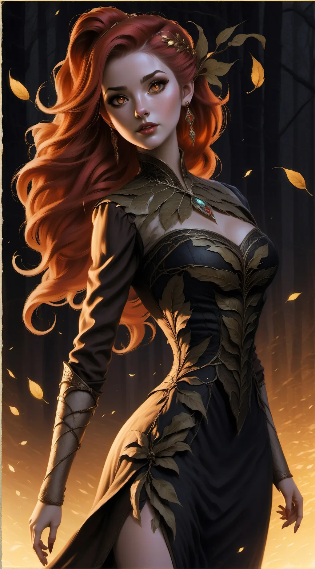 ai character:  fille de forêt  background