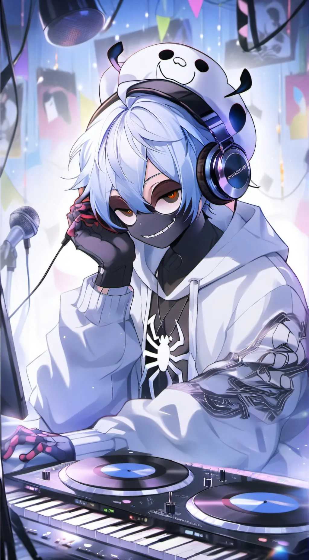 ai character: DJ muisc man  background