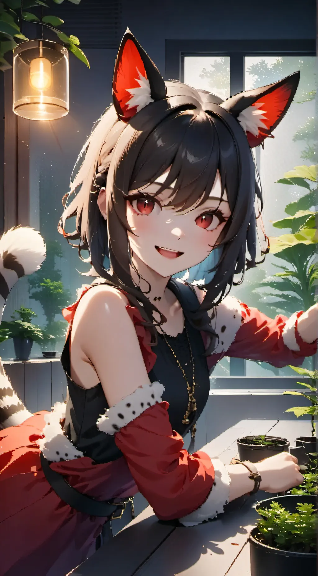 ai character: Zebra-striped Spirit Cat background