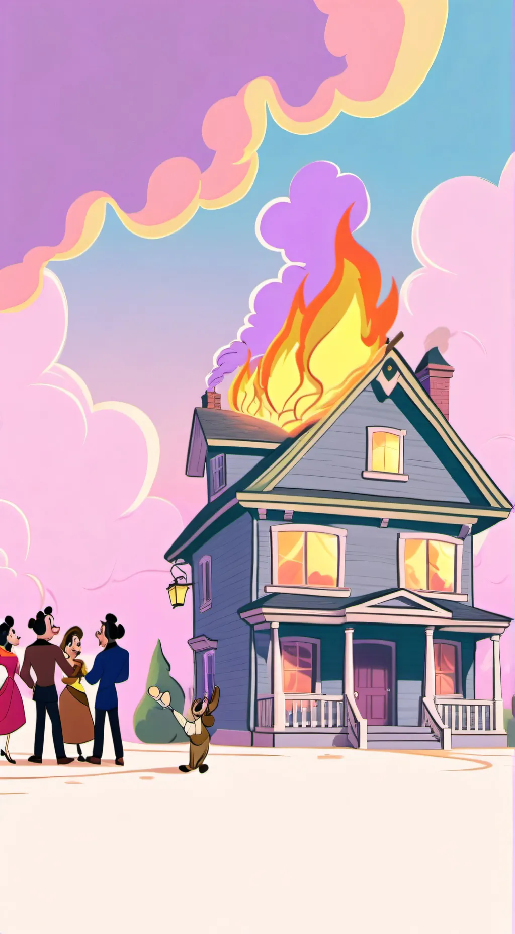 ai character: house on 🔥 background