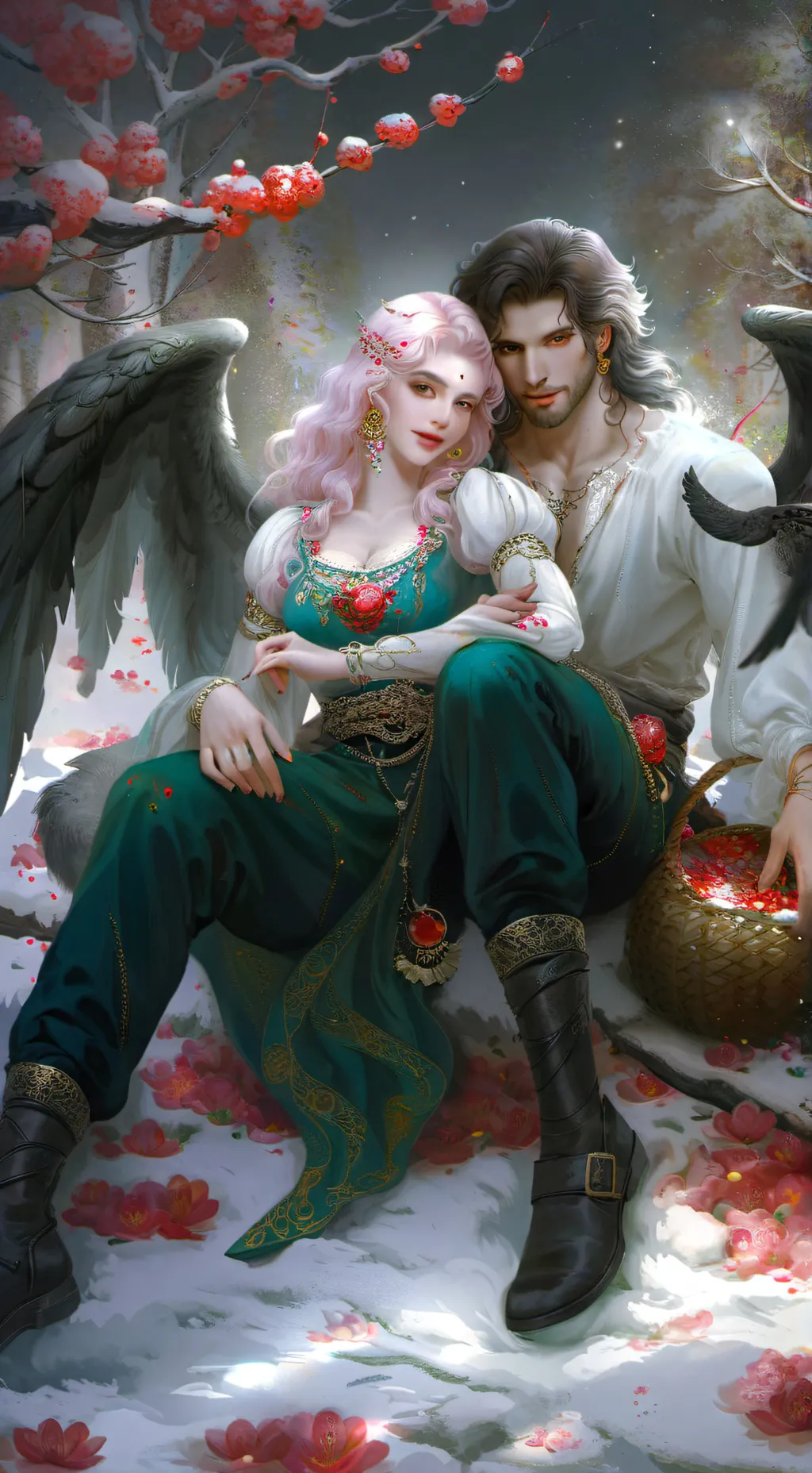 ai character: angeline y Damián background