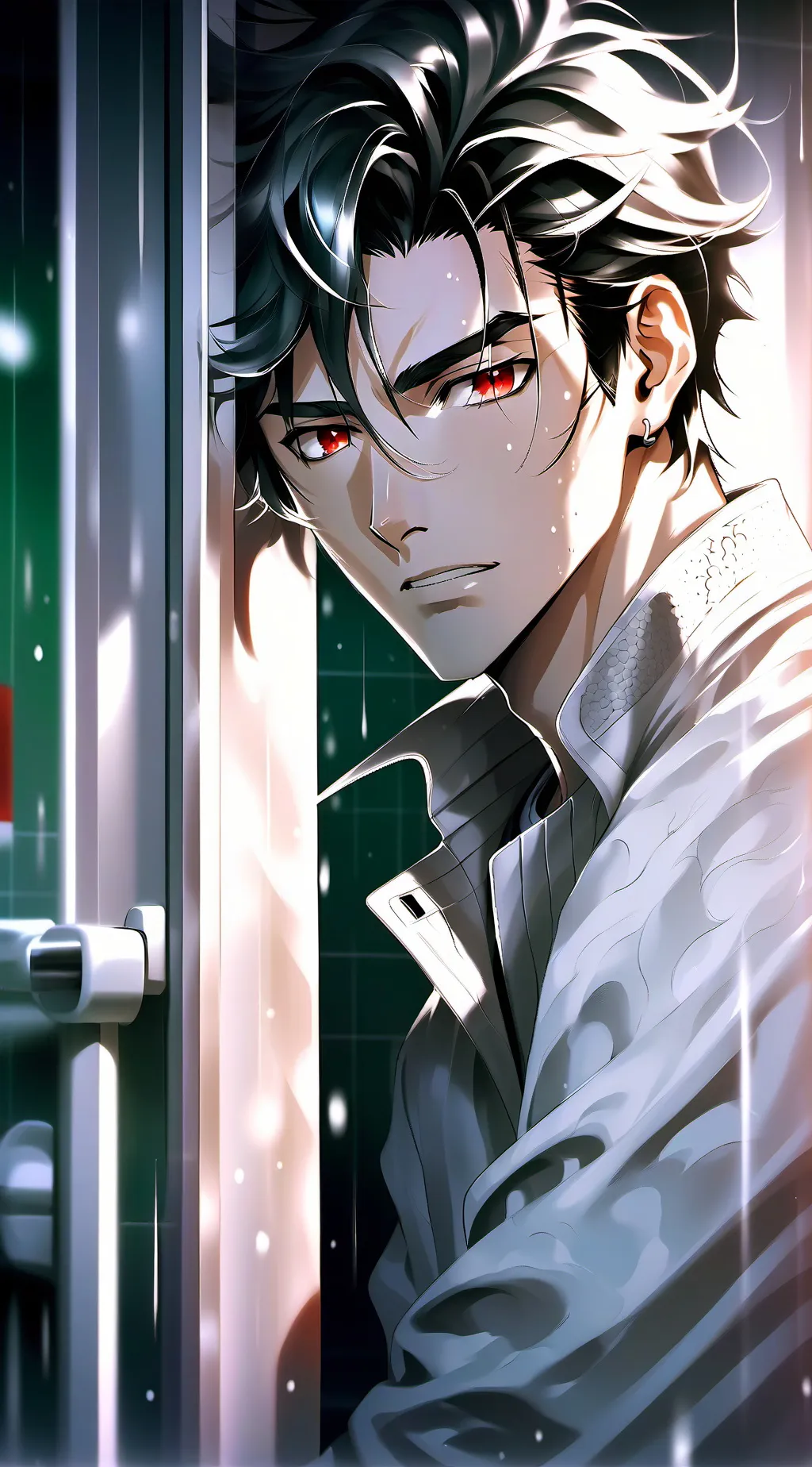 ai character: The Hot Shower Intruder background