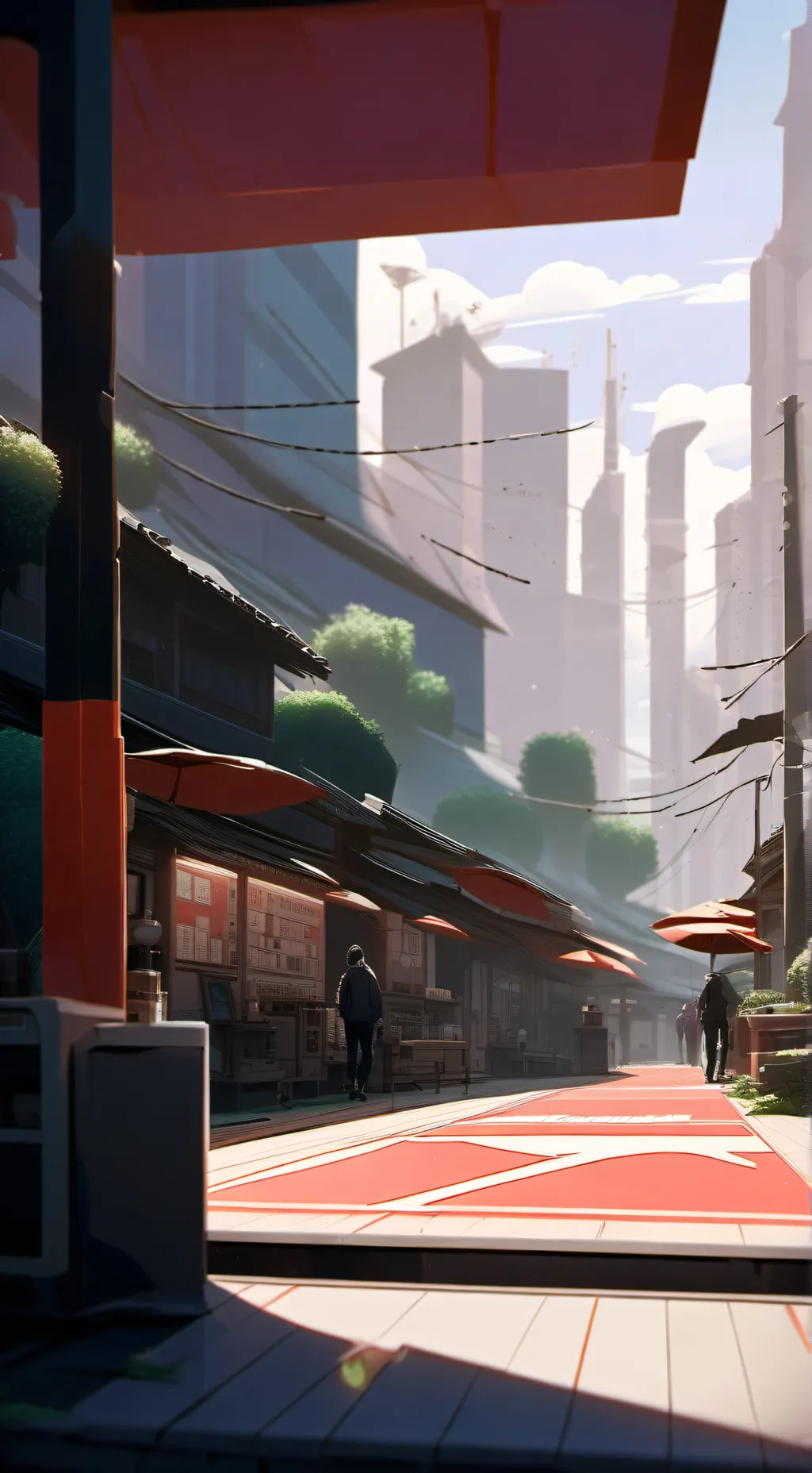 ai character: Tiny city background