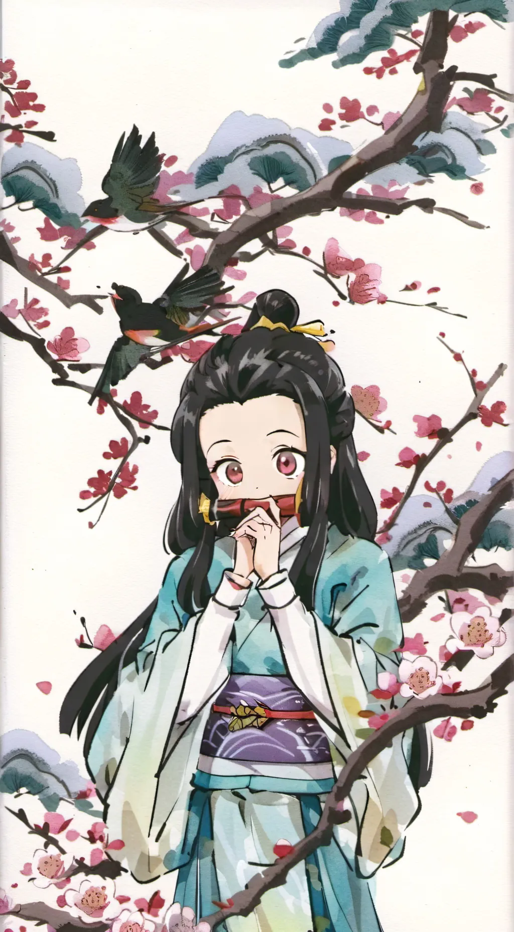 ai character: nezuko chibi background