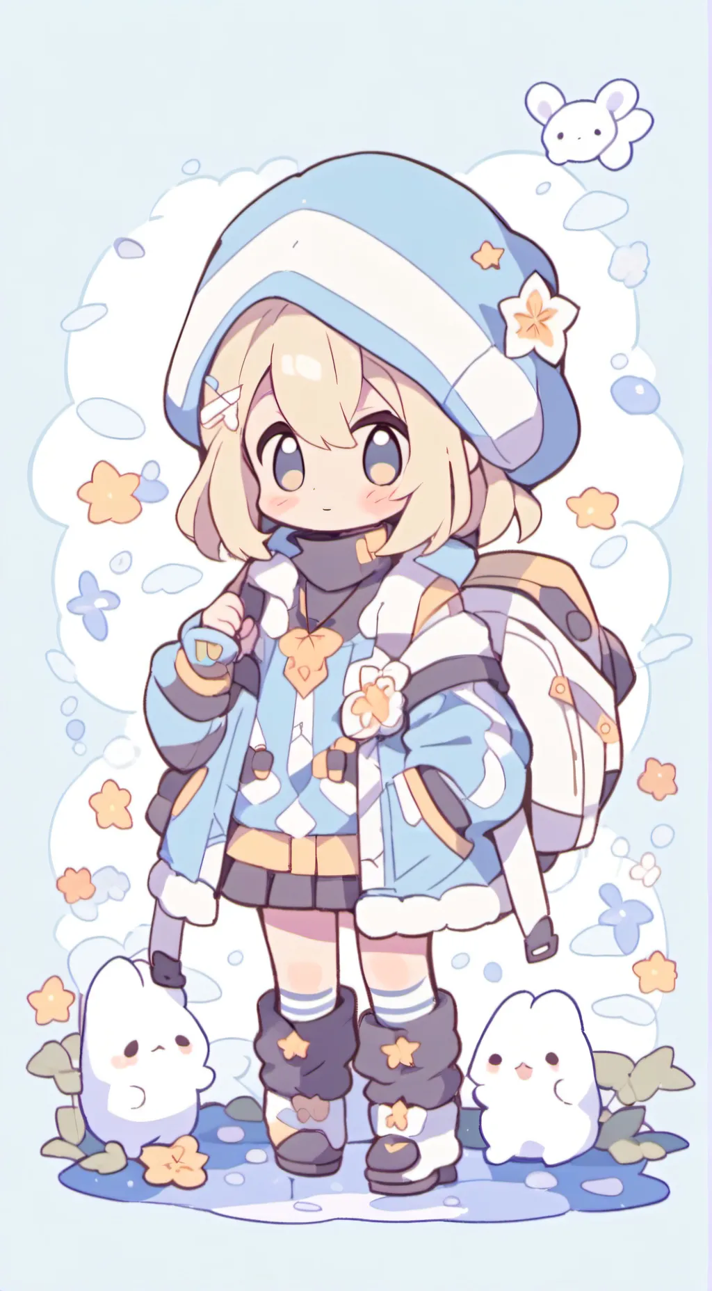 ai character: Grey&aub background