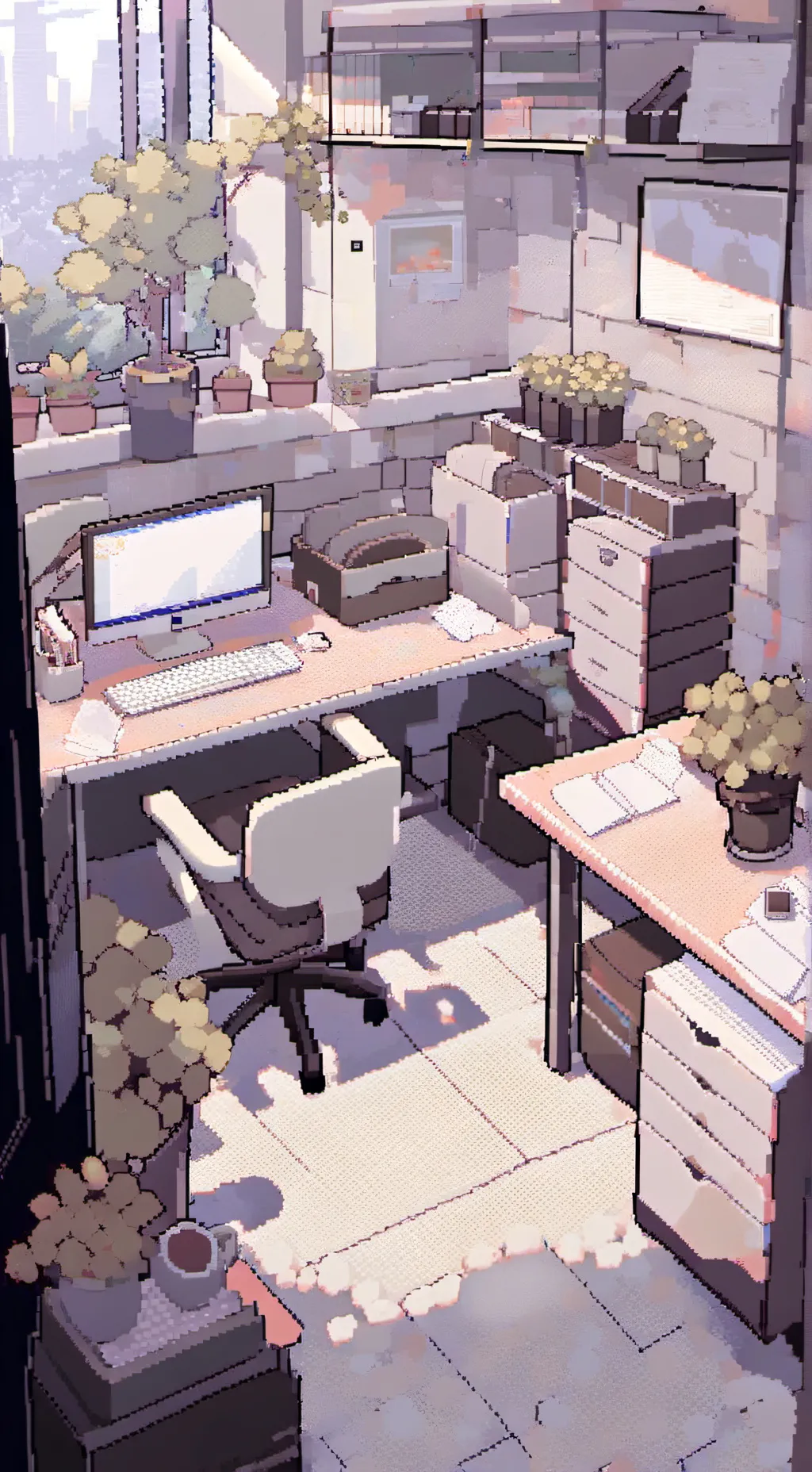 ai character: objects at work background