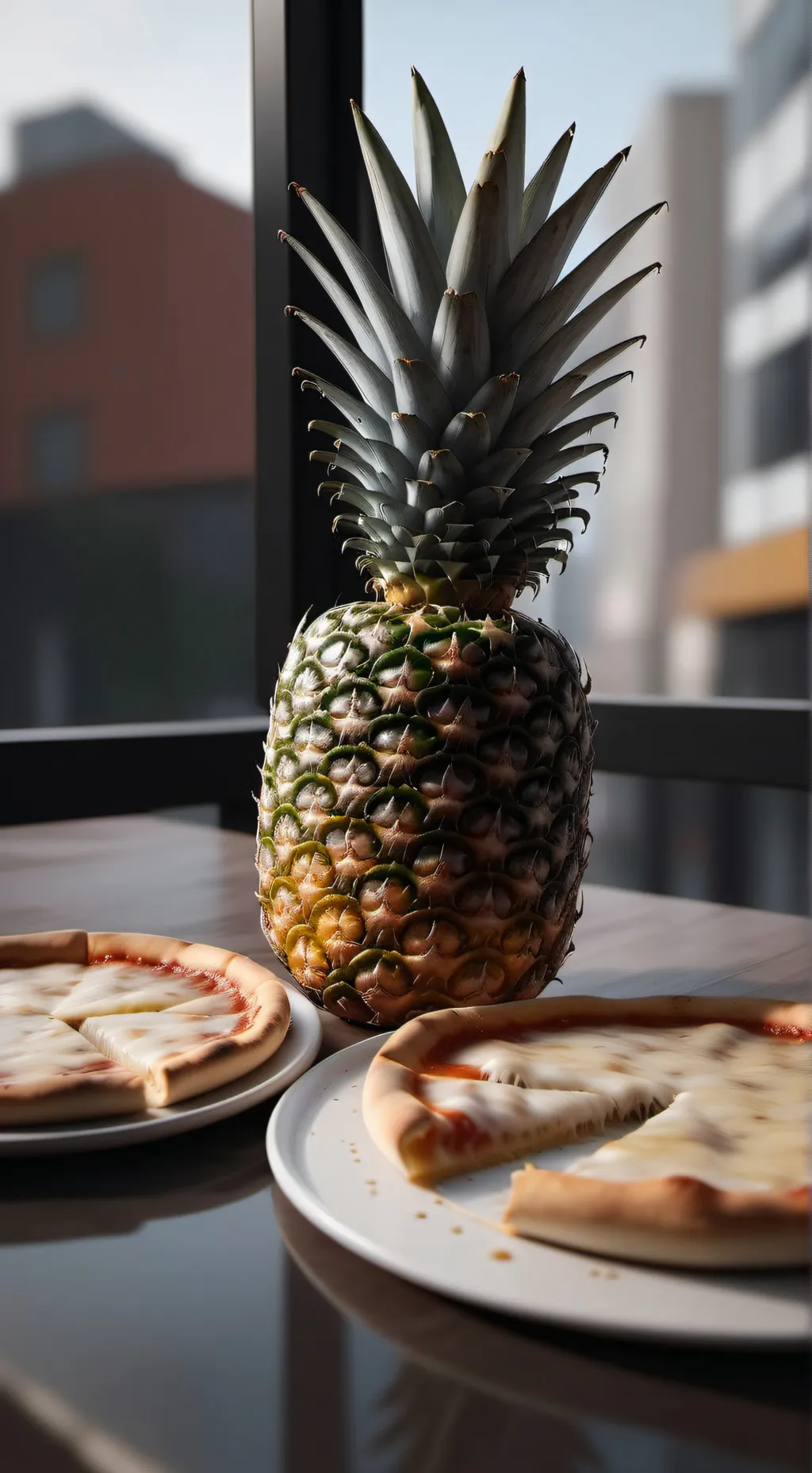 ai character: pineapple pizza background