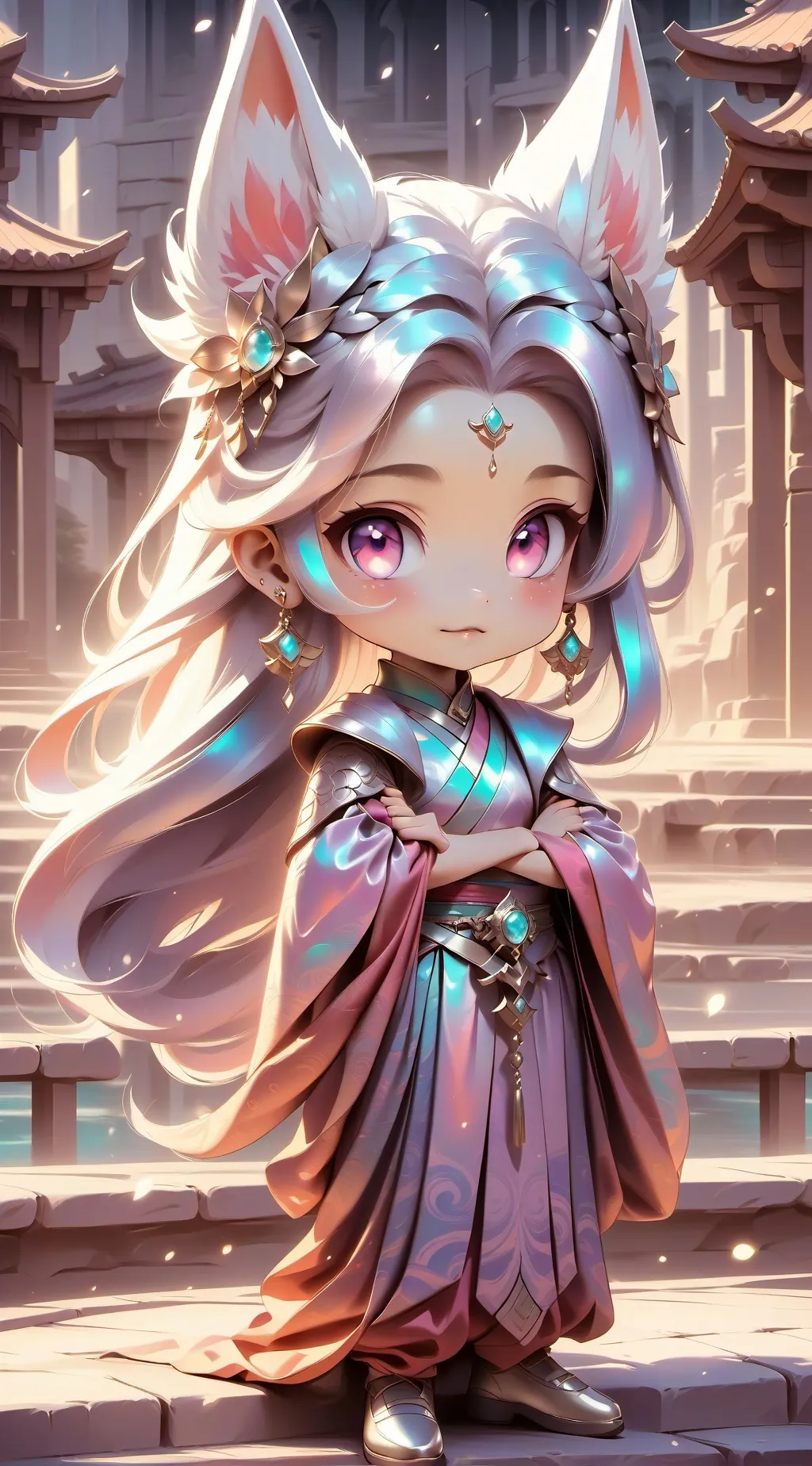 ai character: Pregnant cat girl background