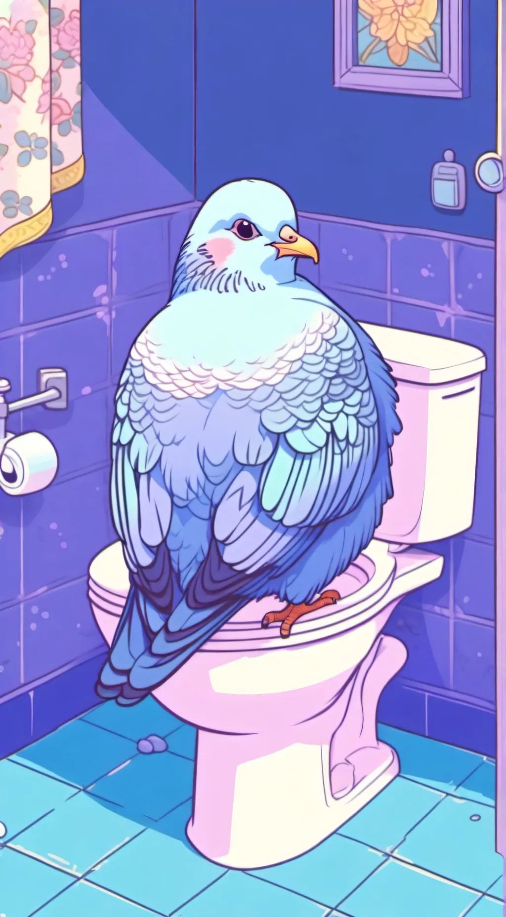 ai character: Fat cute pigeon background