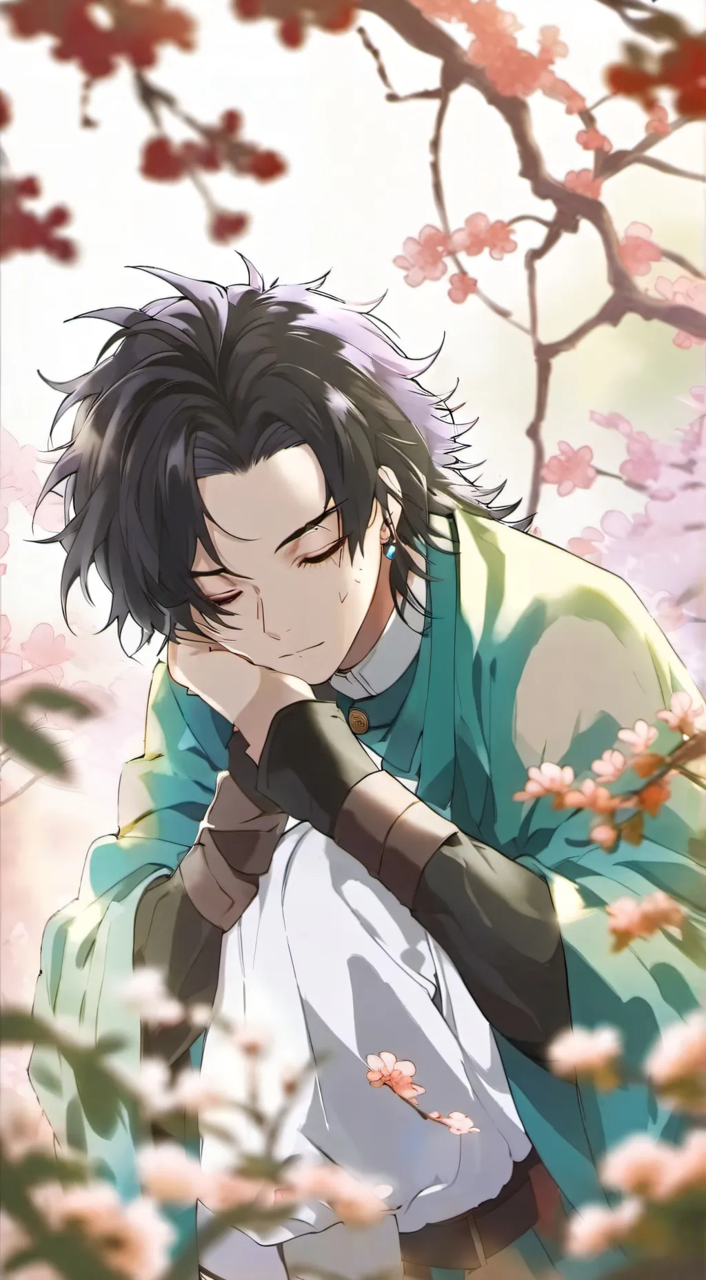 ai character: Giyu but sleeping  background